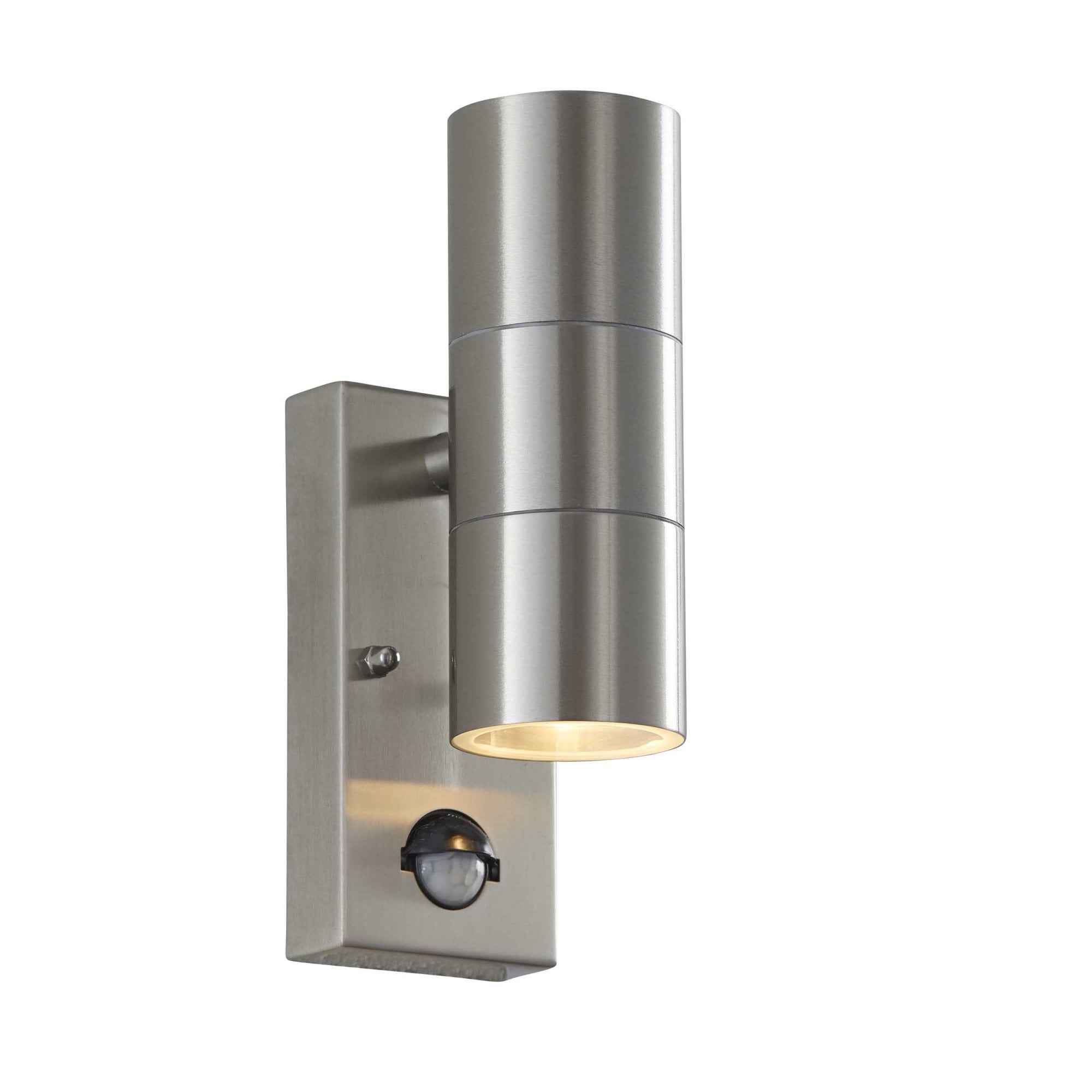 Endon Canon Pir 2 Light Wall Light - Polished Stainless Steel & Clear Glass