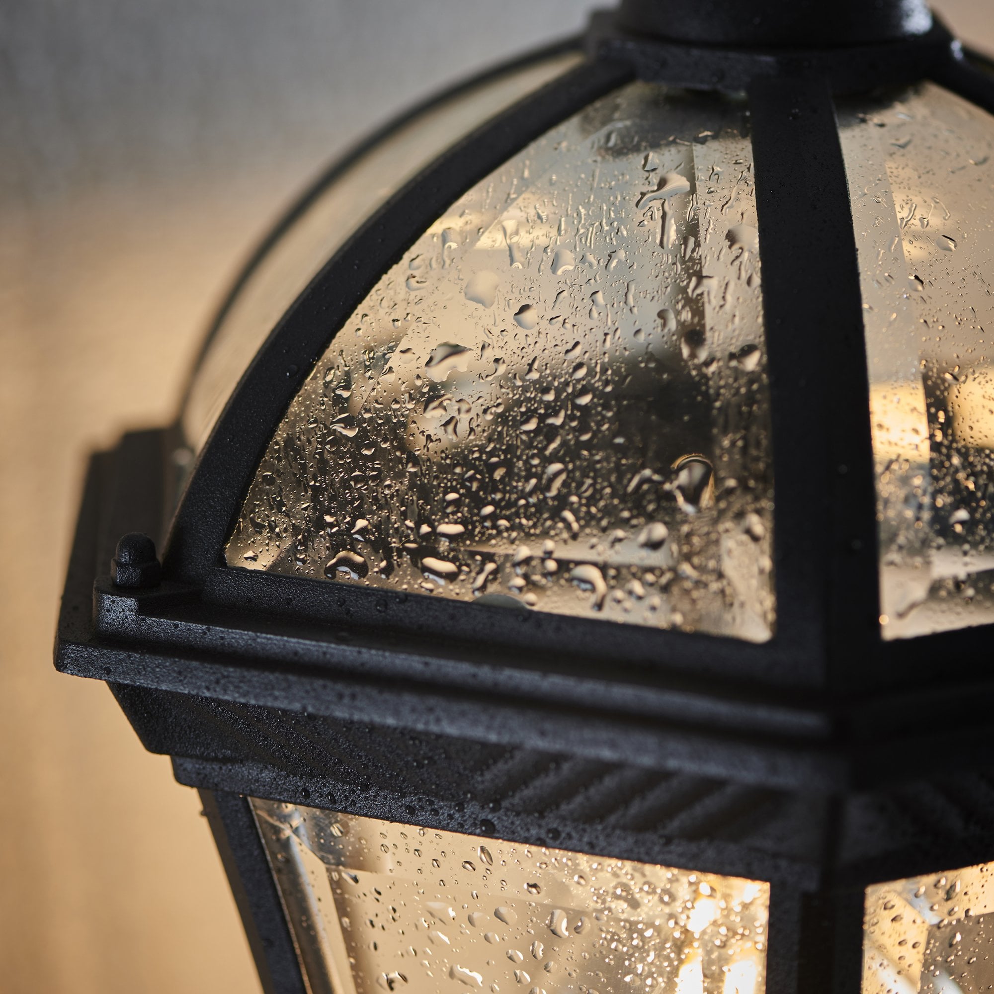 Endon Drayton Single Light Wall Up Light - Textured Black & Clear Glass