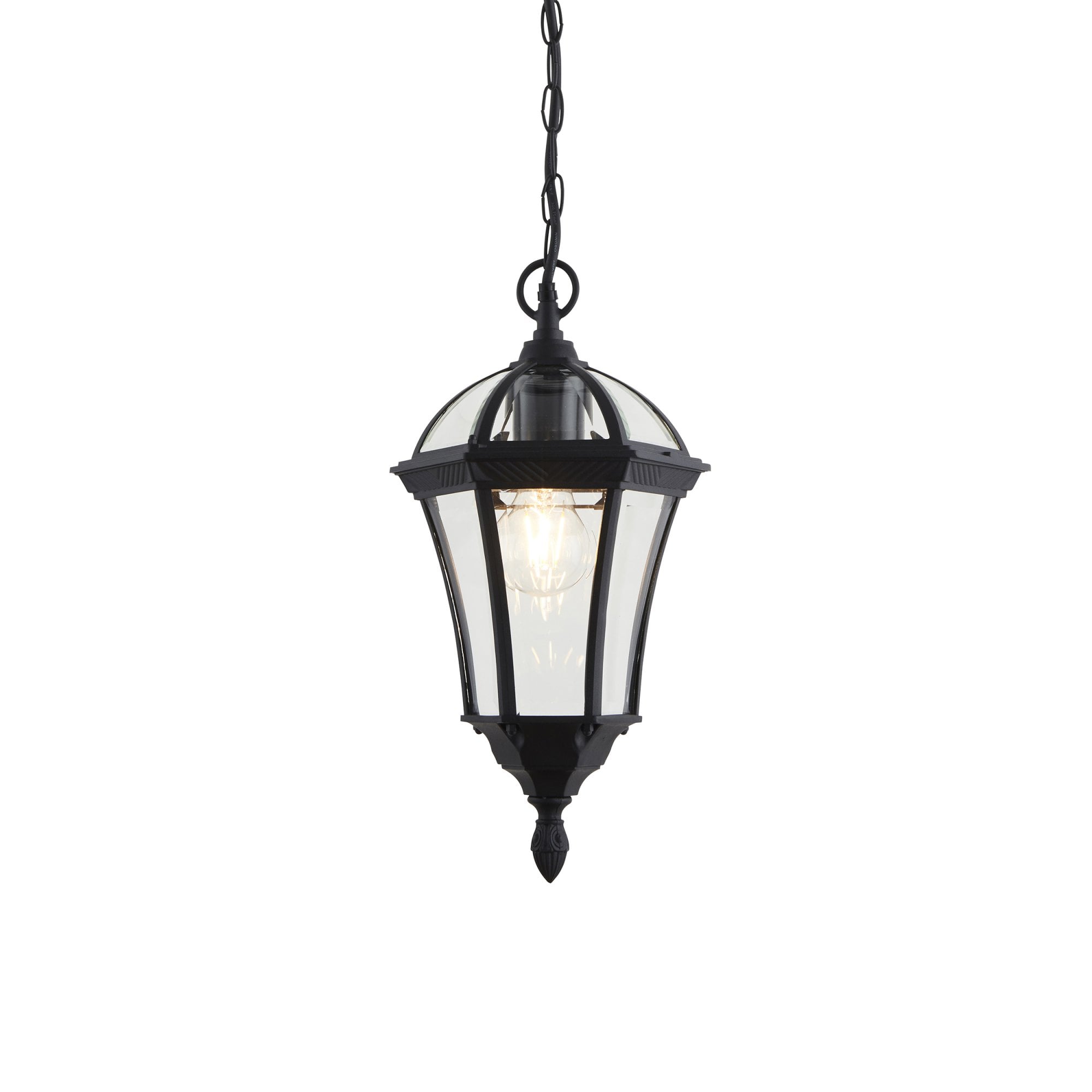 Endon Drayton Single Light Pendant - Textured Black & Clear Glass