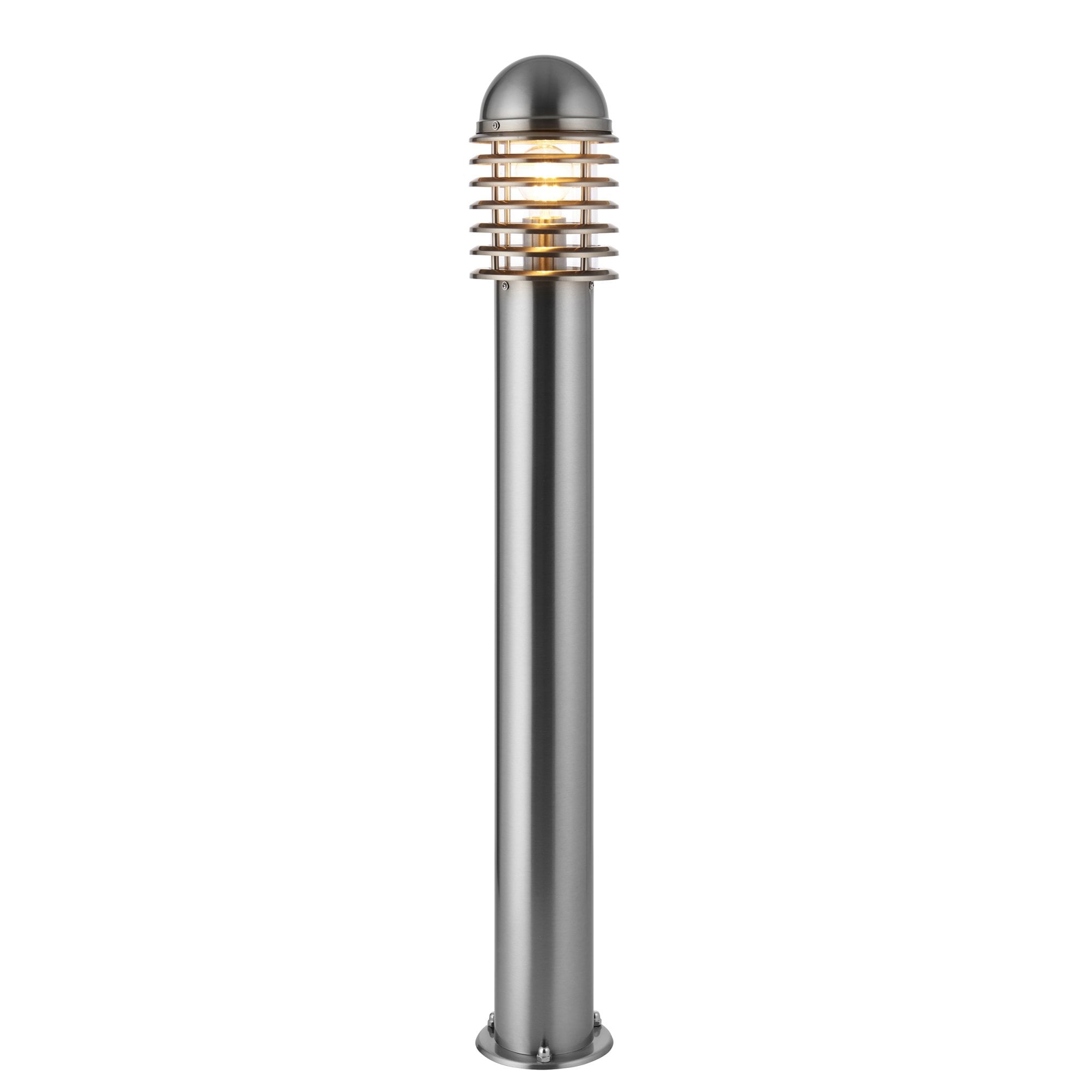 Endon Louvre Single Light Bollard - Polished Stainless Steel & Clear Pc