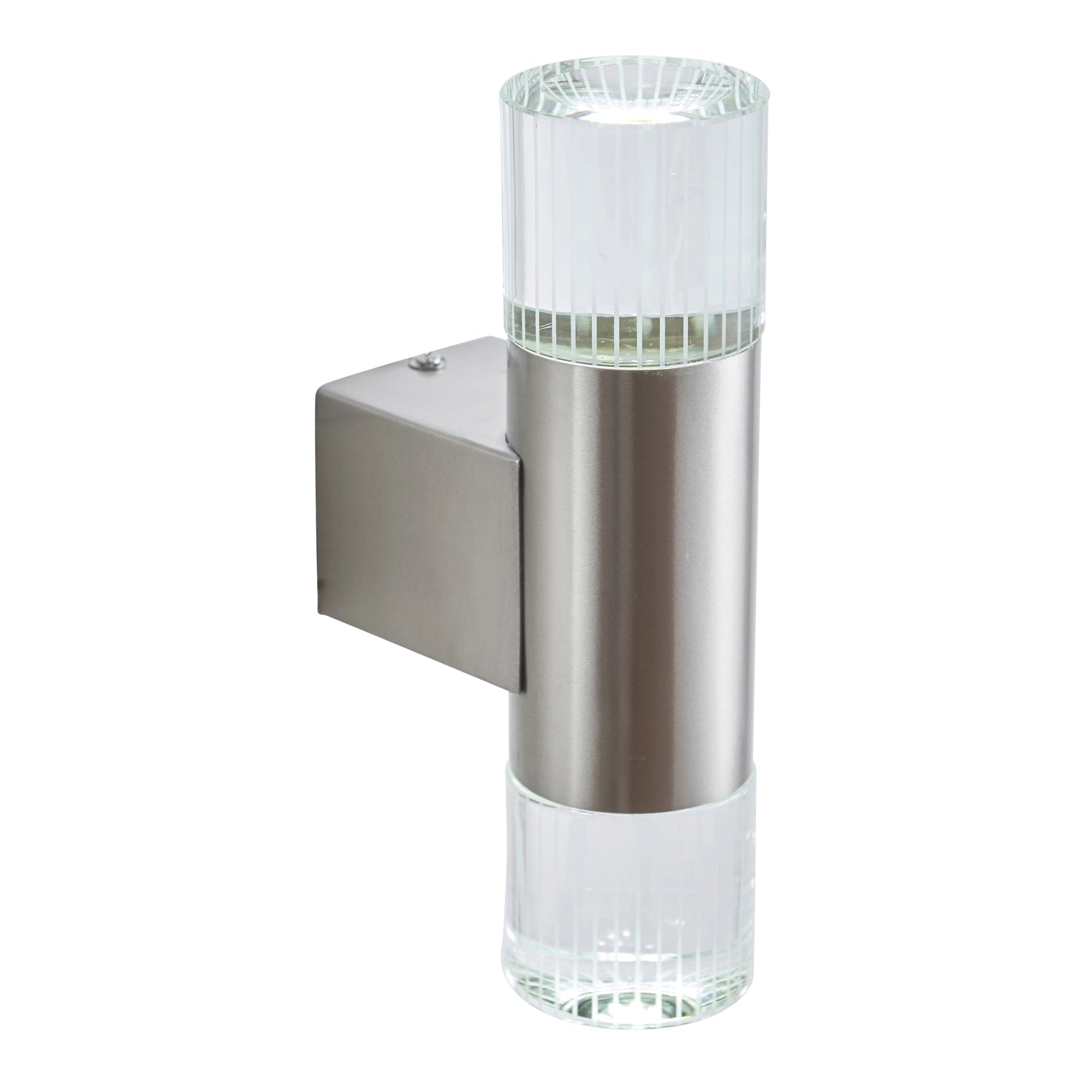 Endon Grant 2 Light Wall Light - Polished Stainless Steel & Clear Crystal