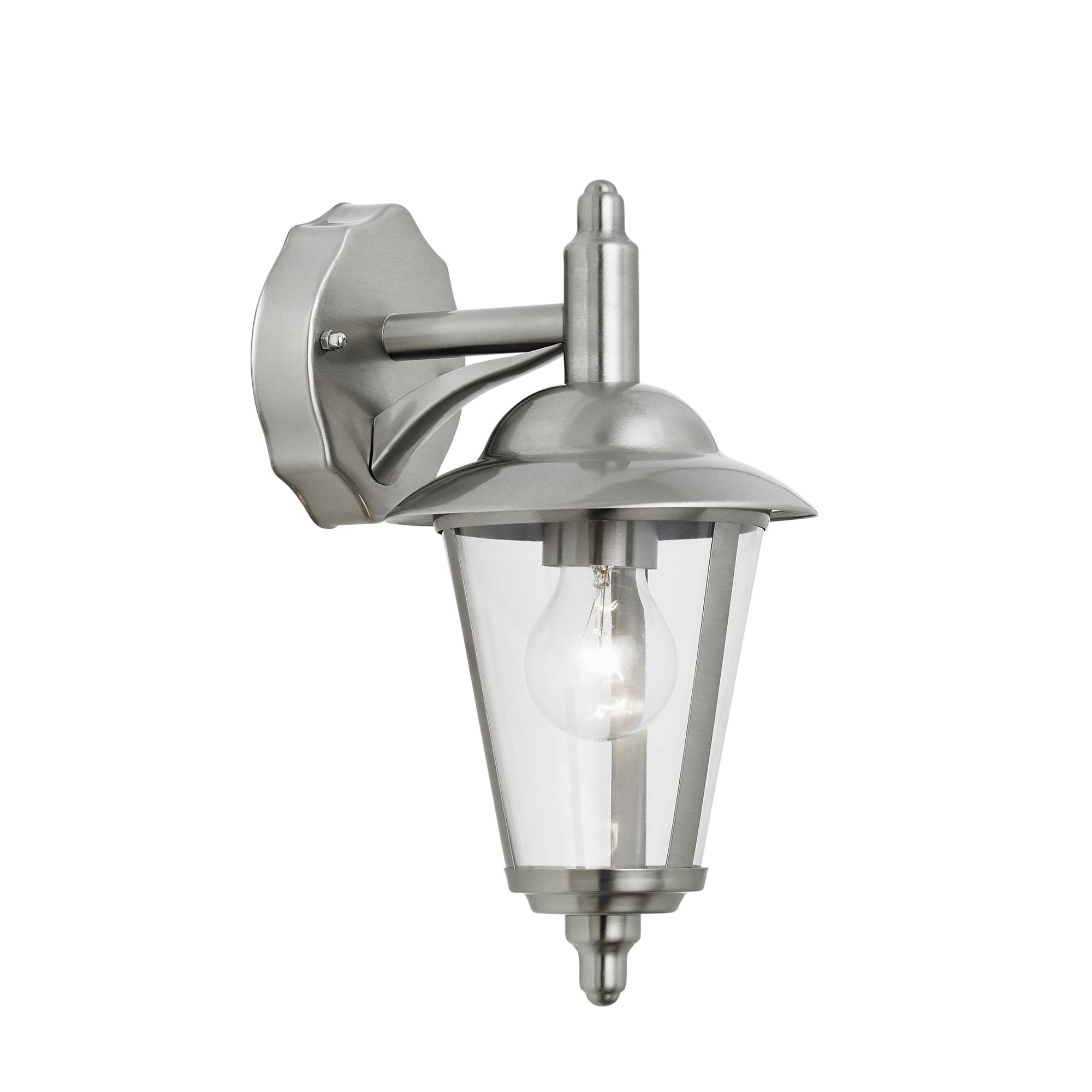 Endon Klien Single Light Down Wall Light - Polished Stainless Steel & Clear Pc