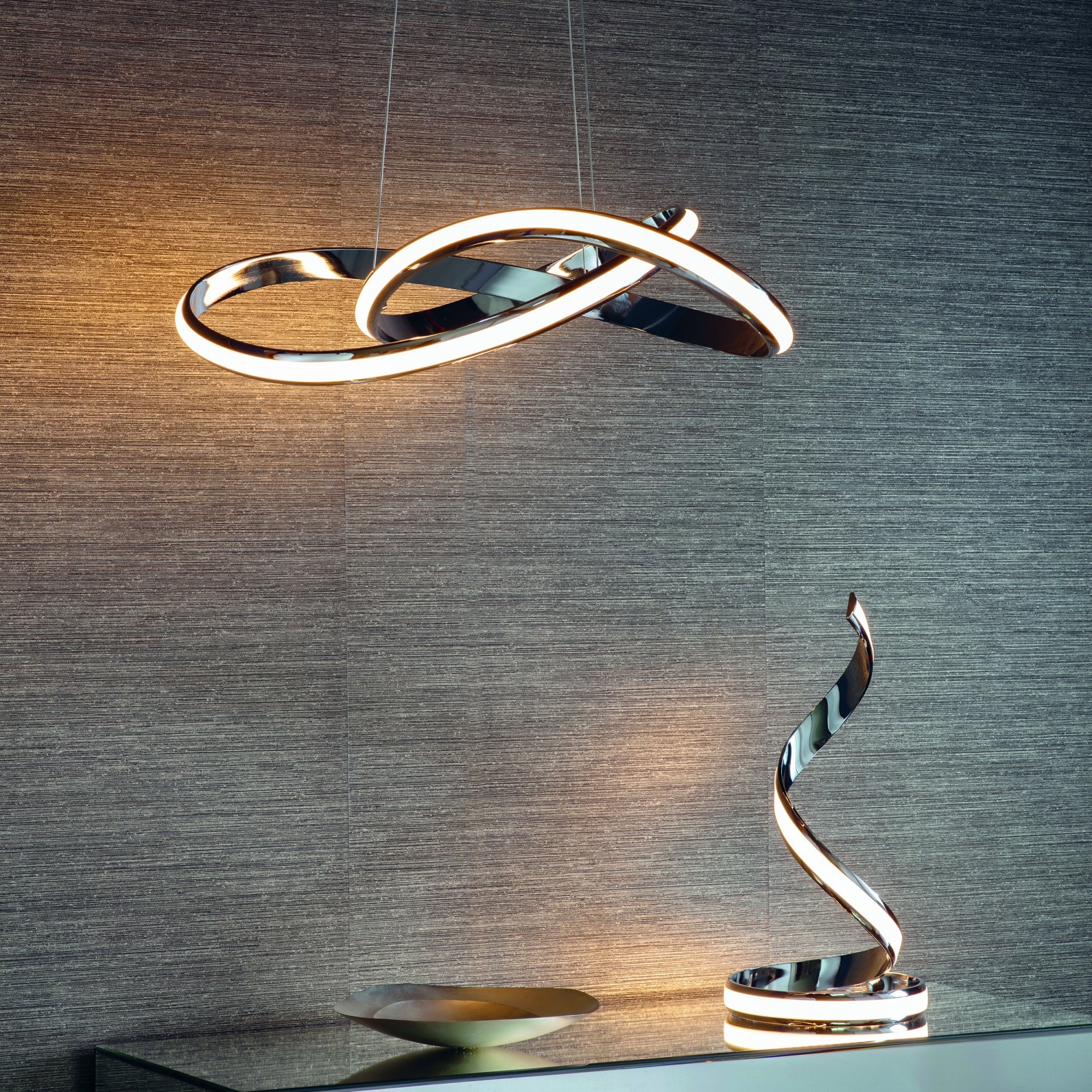 Endon Aria Table Lamp - Chrome Plate & White Acrylic