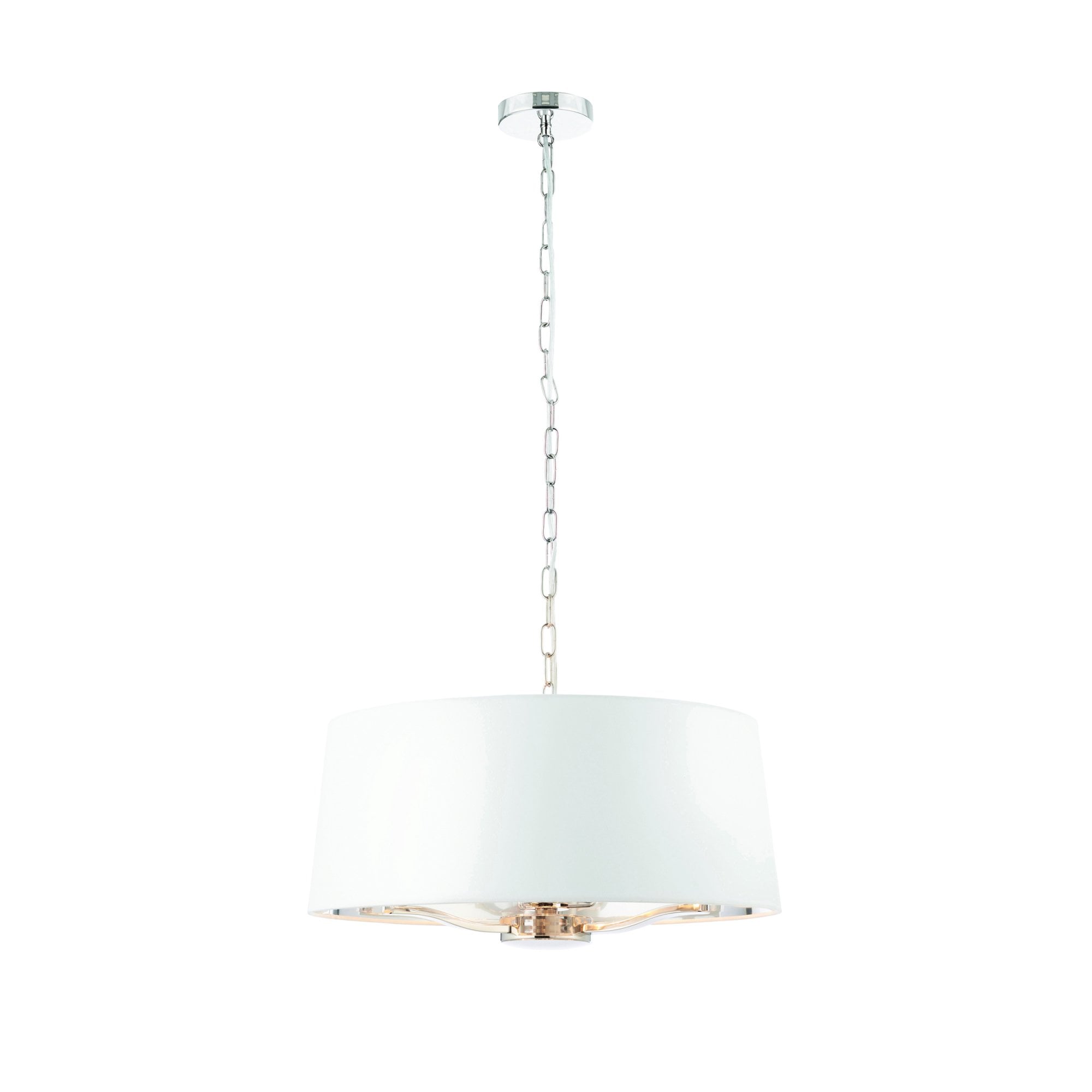 Endon Harvey 3 Light Pendant - Bright Nickel Plate & Vintage White Fabric