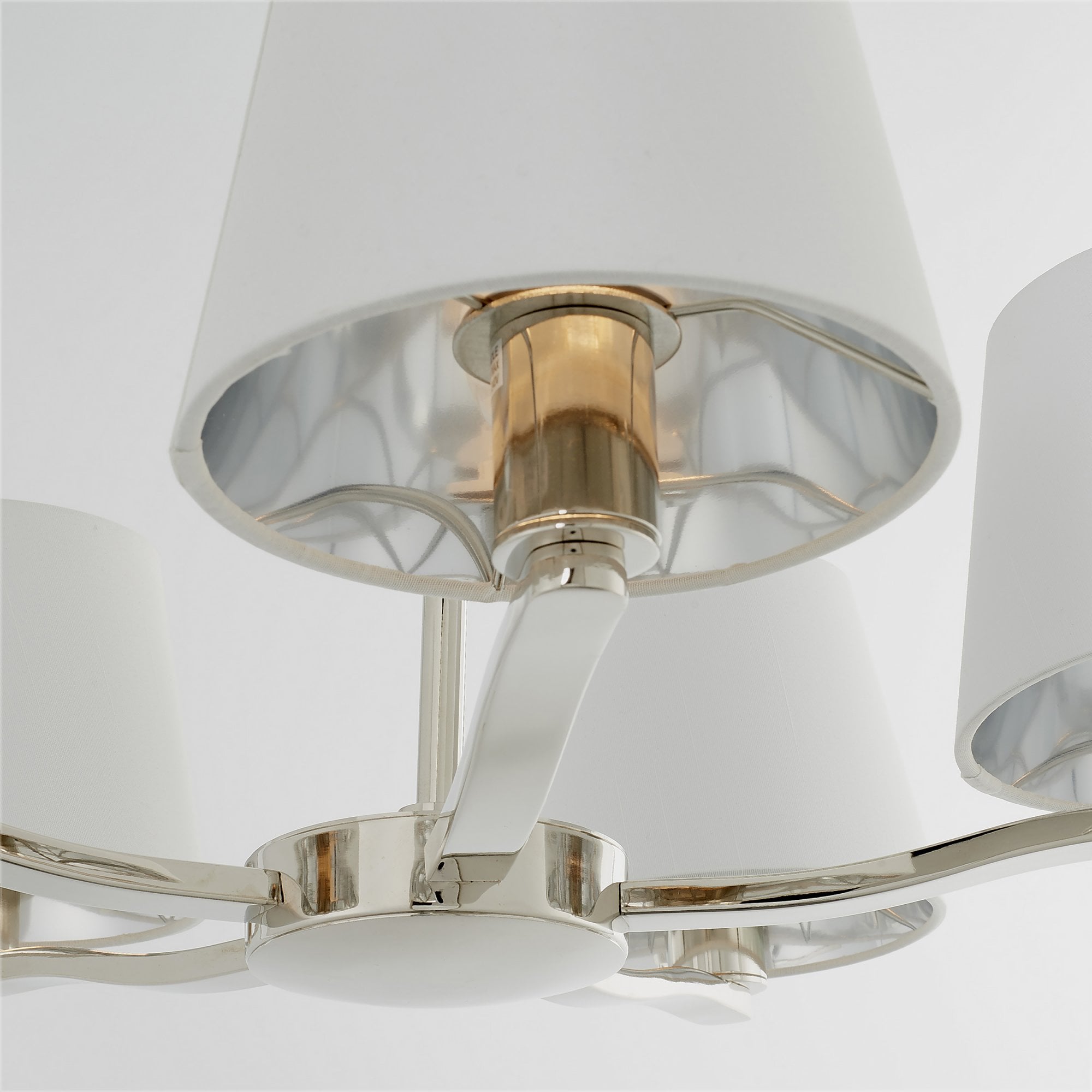 Endon Harvey 5 Light Pendant - Bright Nickel Plate & Vintage White Fabric