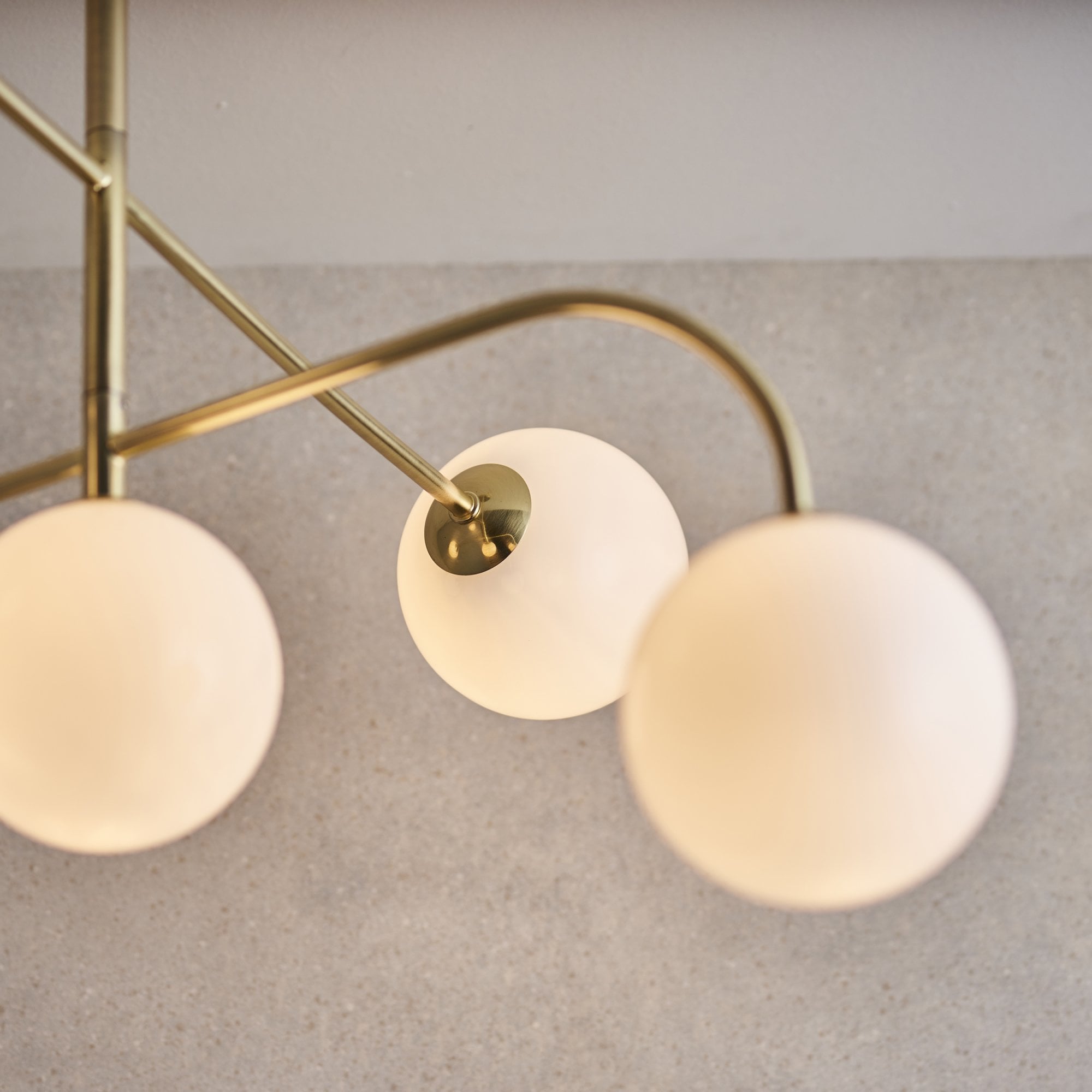 Endon Otto 5 Light Semi Flush Fitting - Satin Brass Plate & Opal Glass