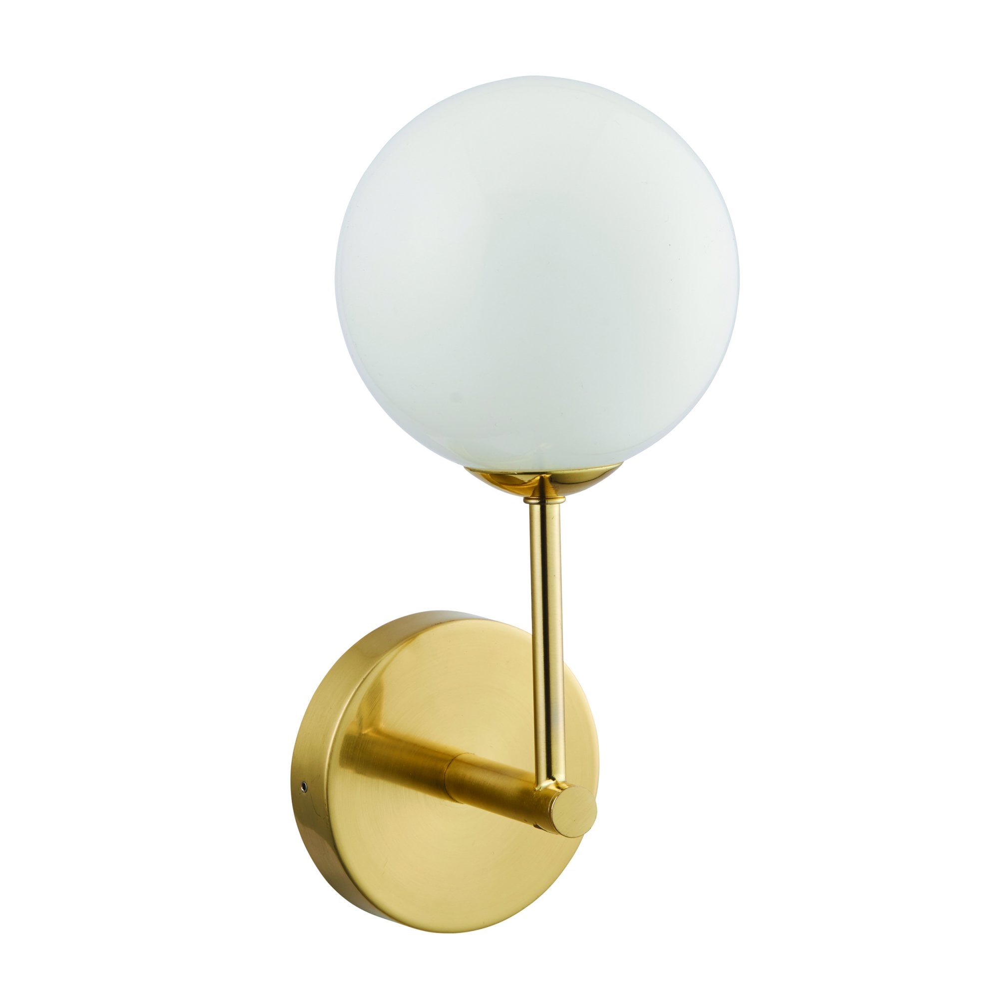 Endon Otto Single Light Wall Light - Satin Brass Plate & Opal Glass