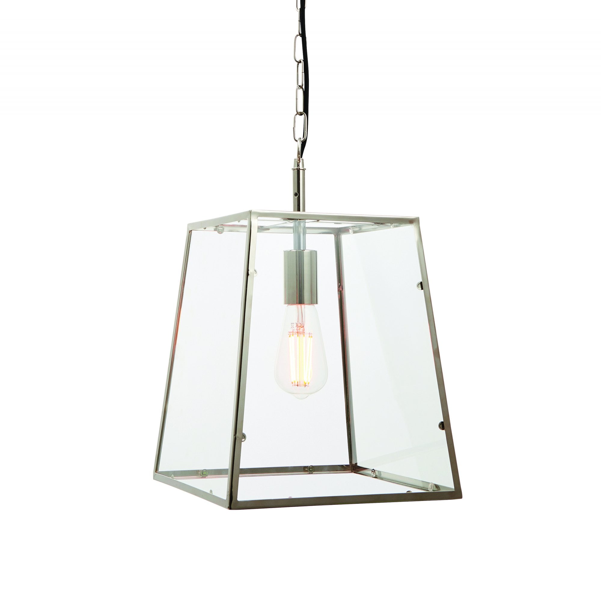 Endon Hurst Single Light Pendant - Bright Nickel Plate & Clear Glass