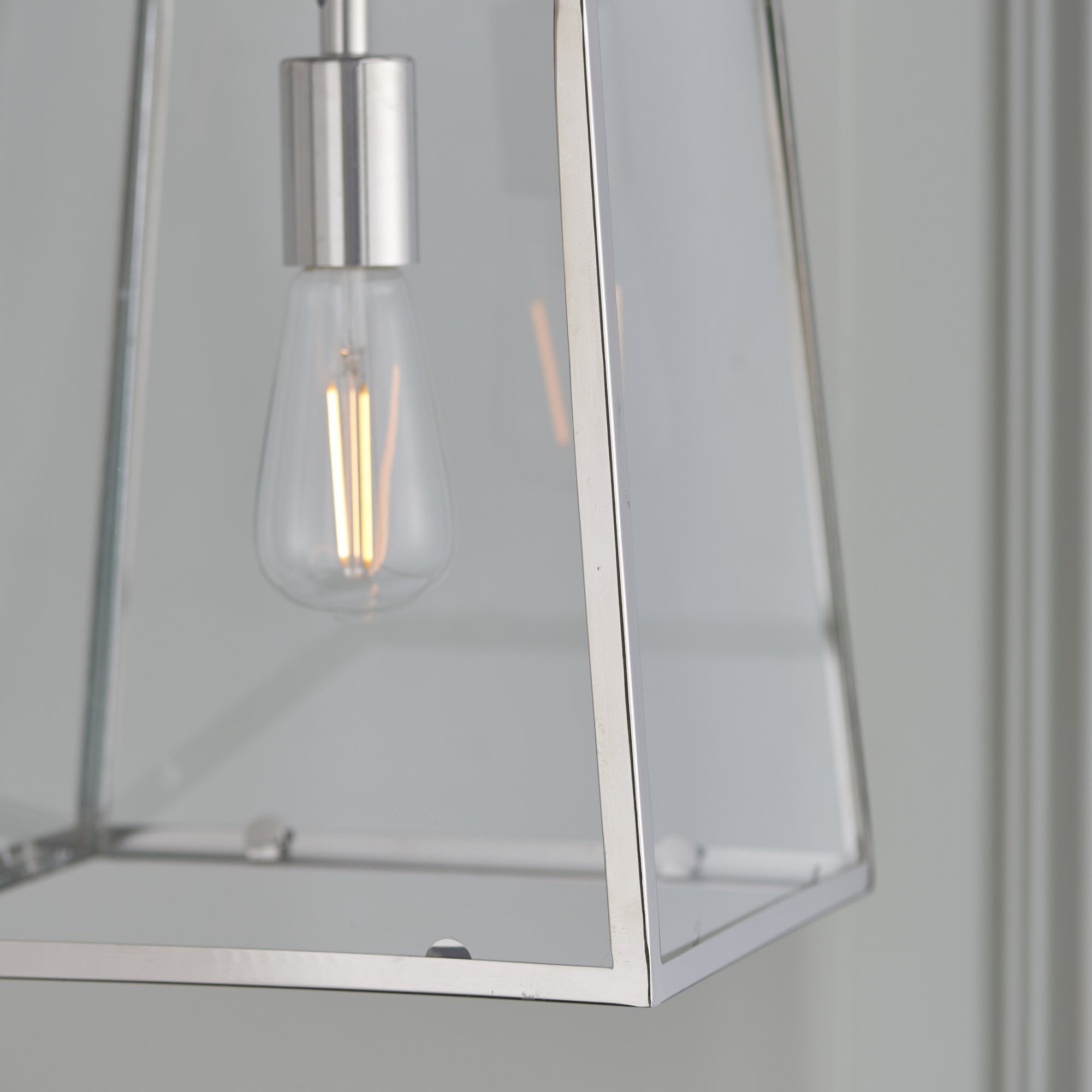 Endon Hurst Single Light Pendant - Bright Nickel Plate & Clear Glass