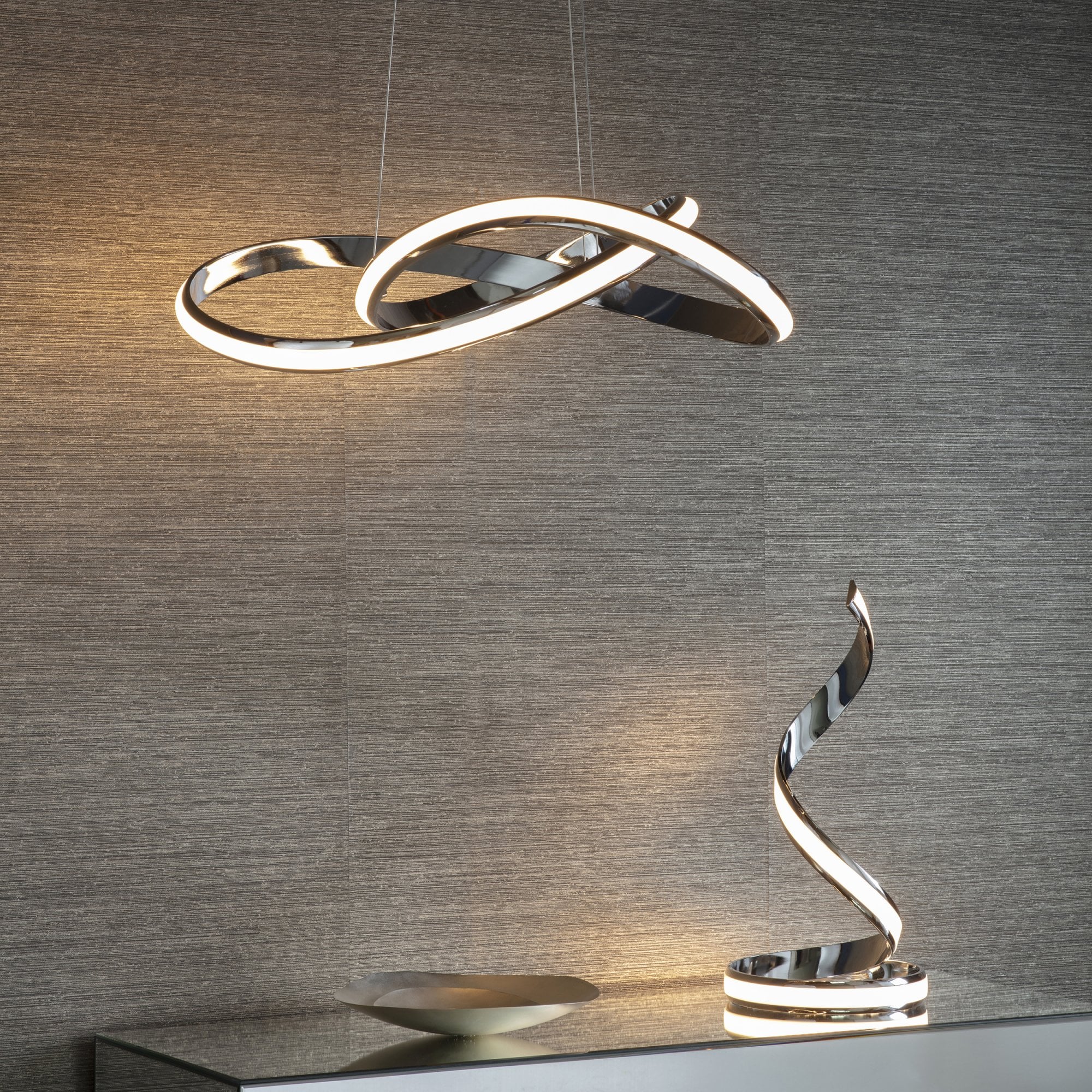 Endon Aria Single Light Pendant - Chrome Plate & White Silicone