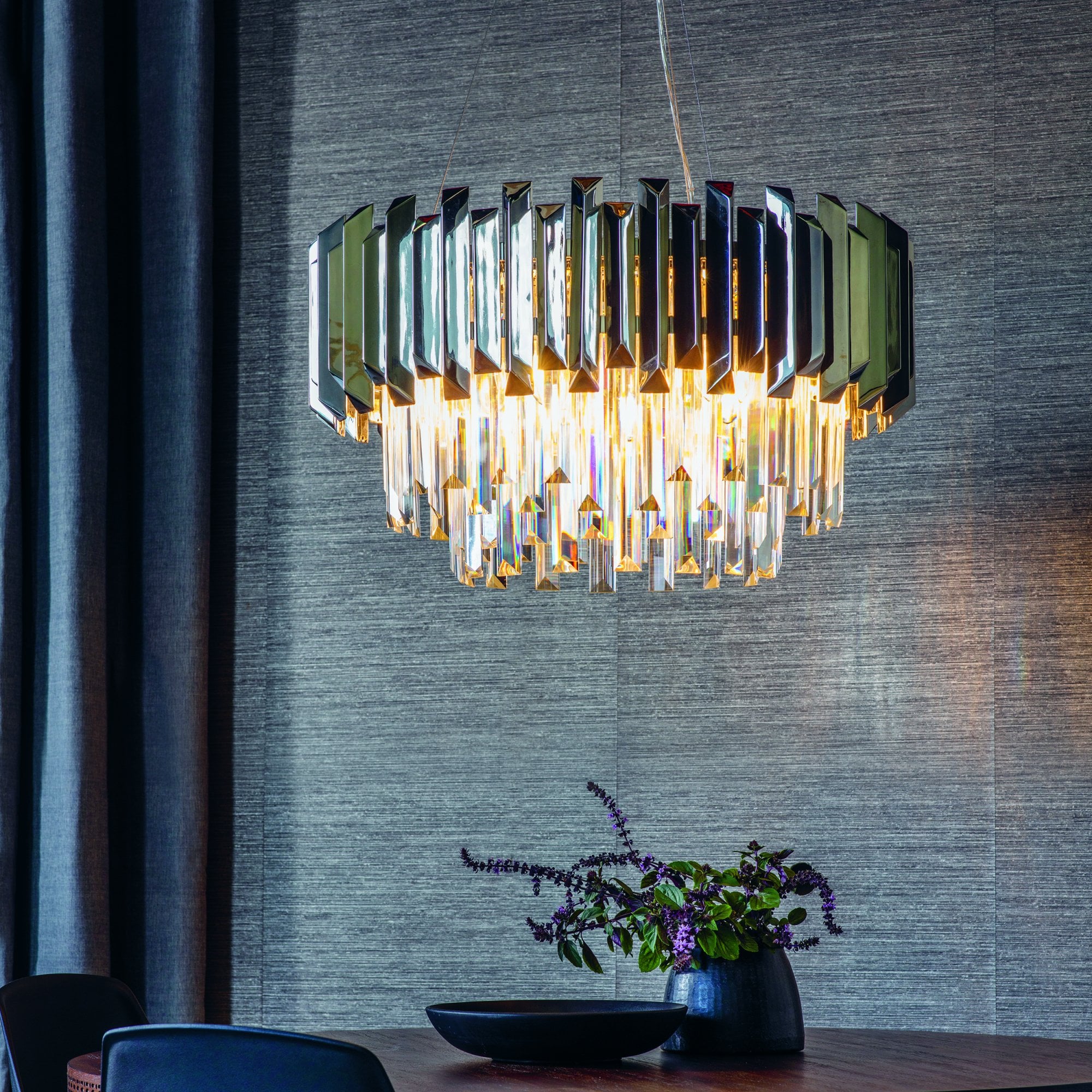 Endon Valetta 6 Light Pendant - Clear Crystal & Polished Stainless Steel