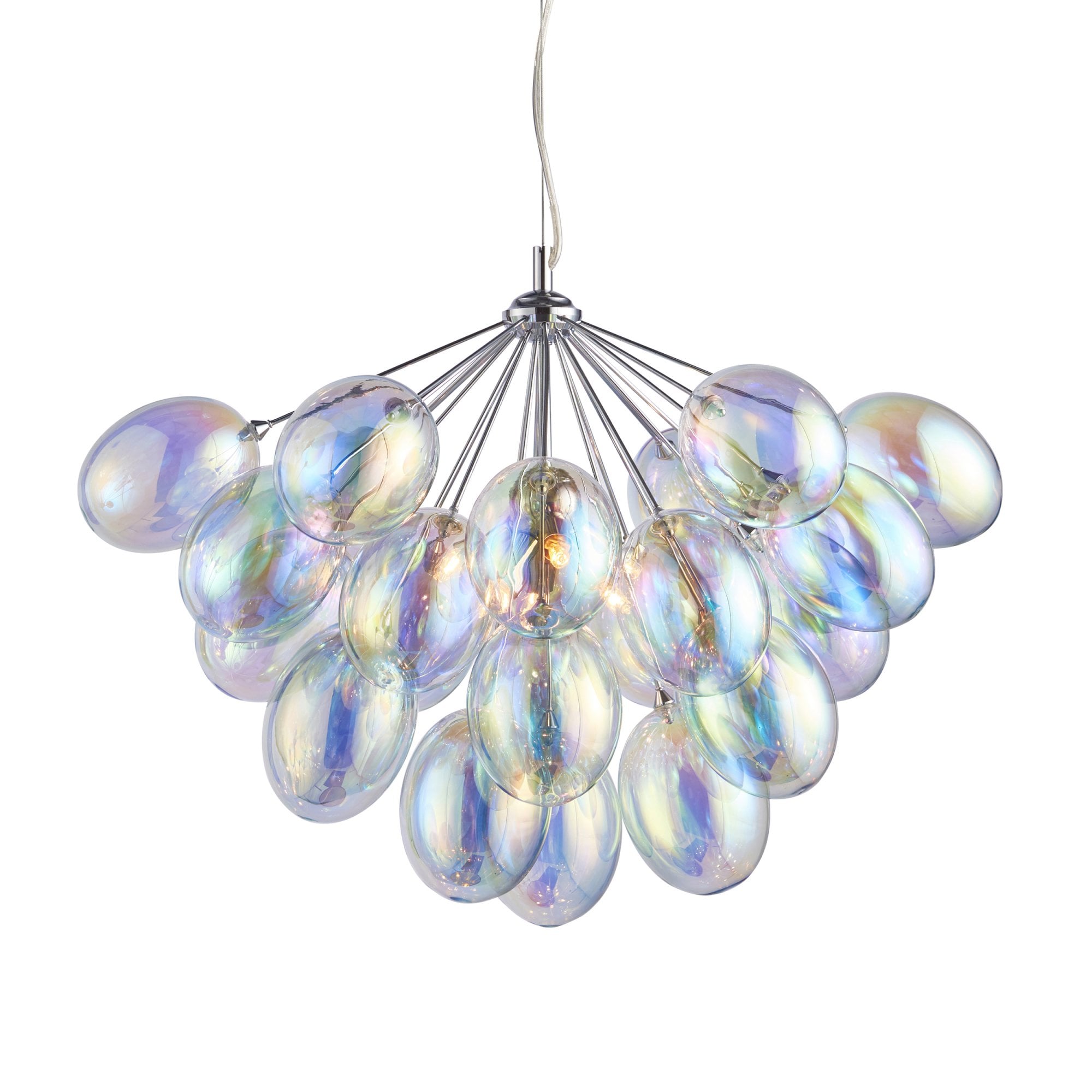 Endon Infinity 6 Light Pendant - Chrome Plate & Iridescent Glass