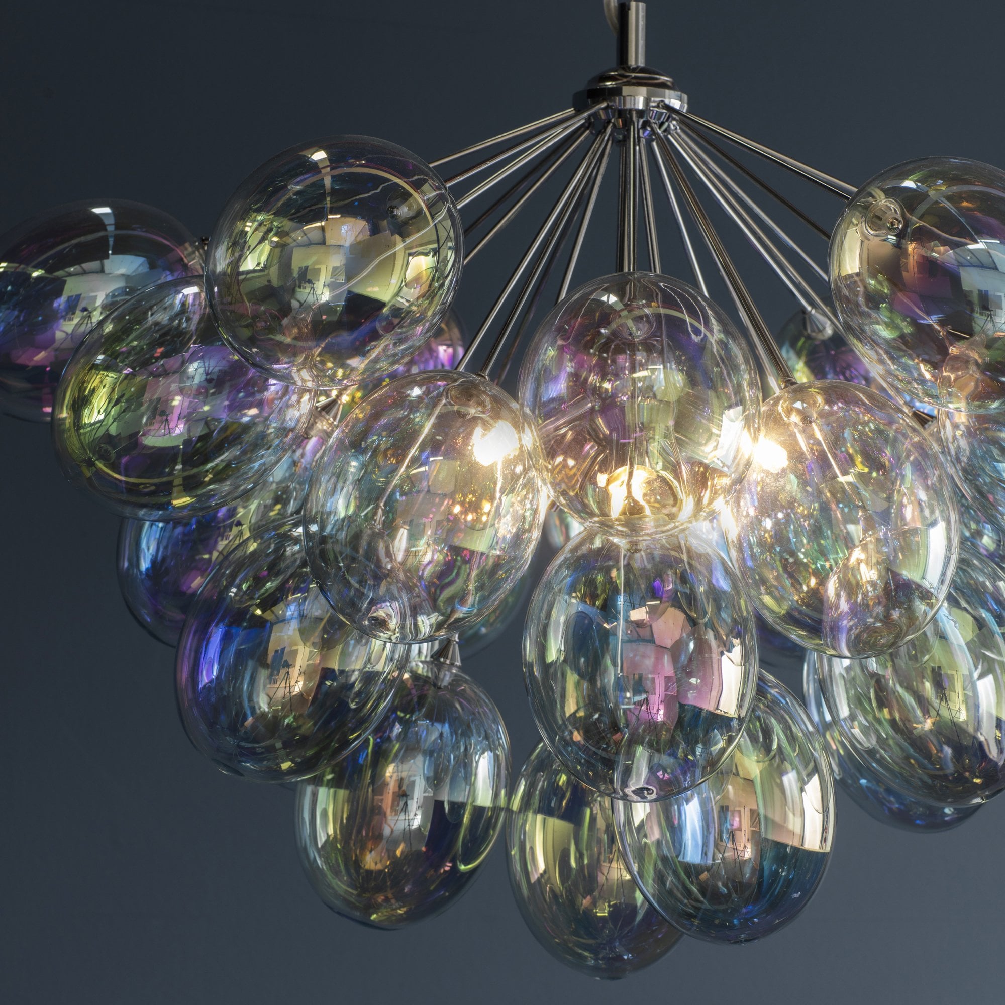 Endon Infinity 6 Light Pendant - Chrome Plate & Iridescent Glass