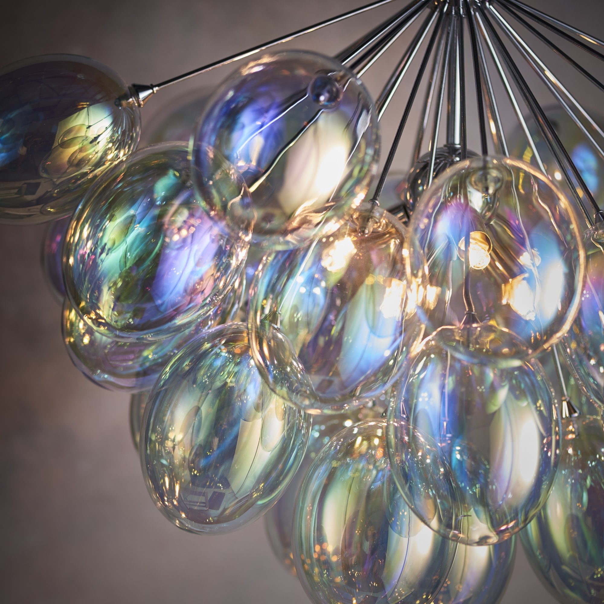 Endon Infinity 6 Light Pendant - Chrome Plate & Iridescent Glass