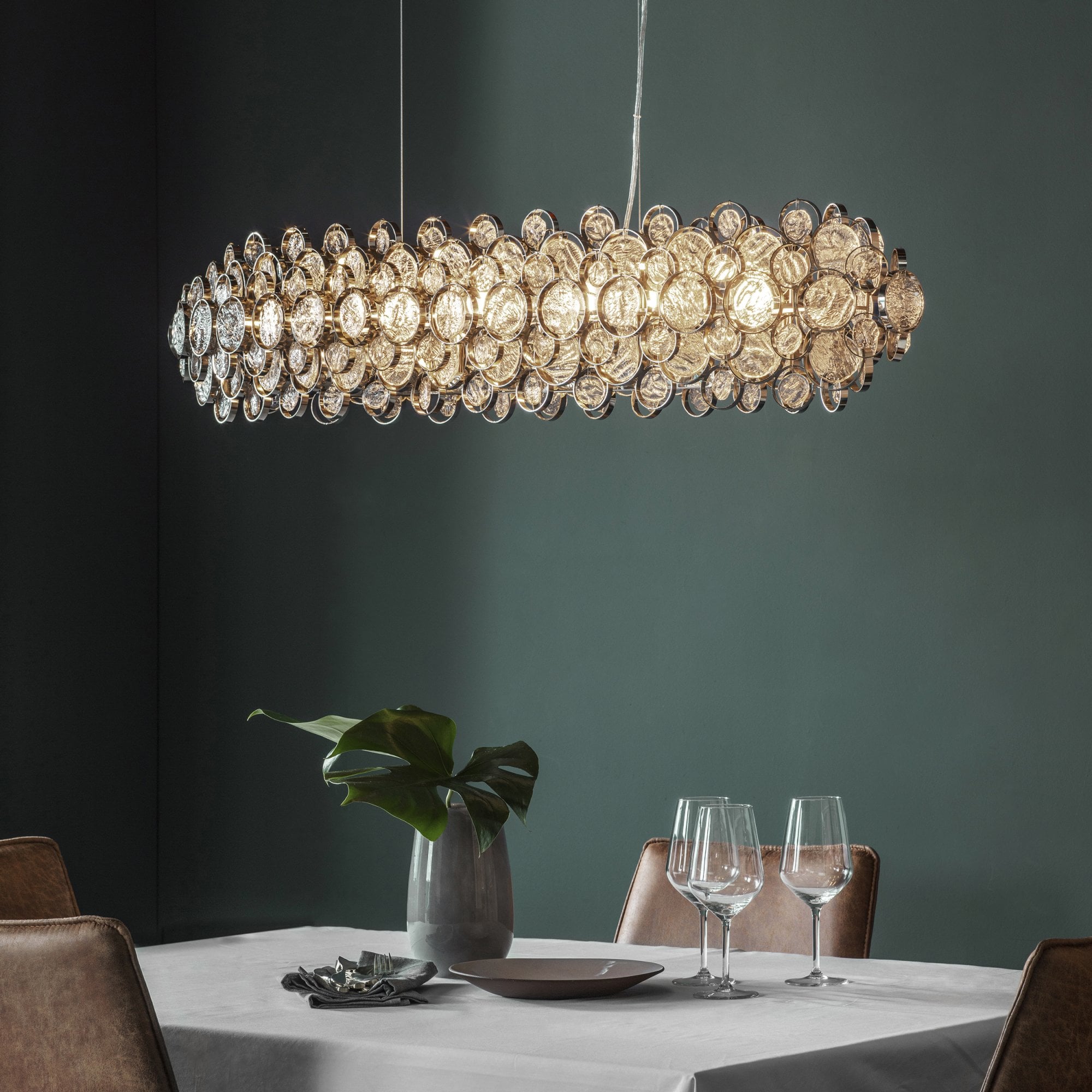 Endon Marella 8 Light Pendant - Bright Nickel Plate & Clear Glass