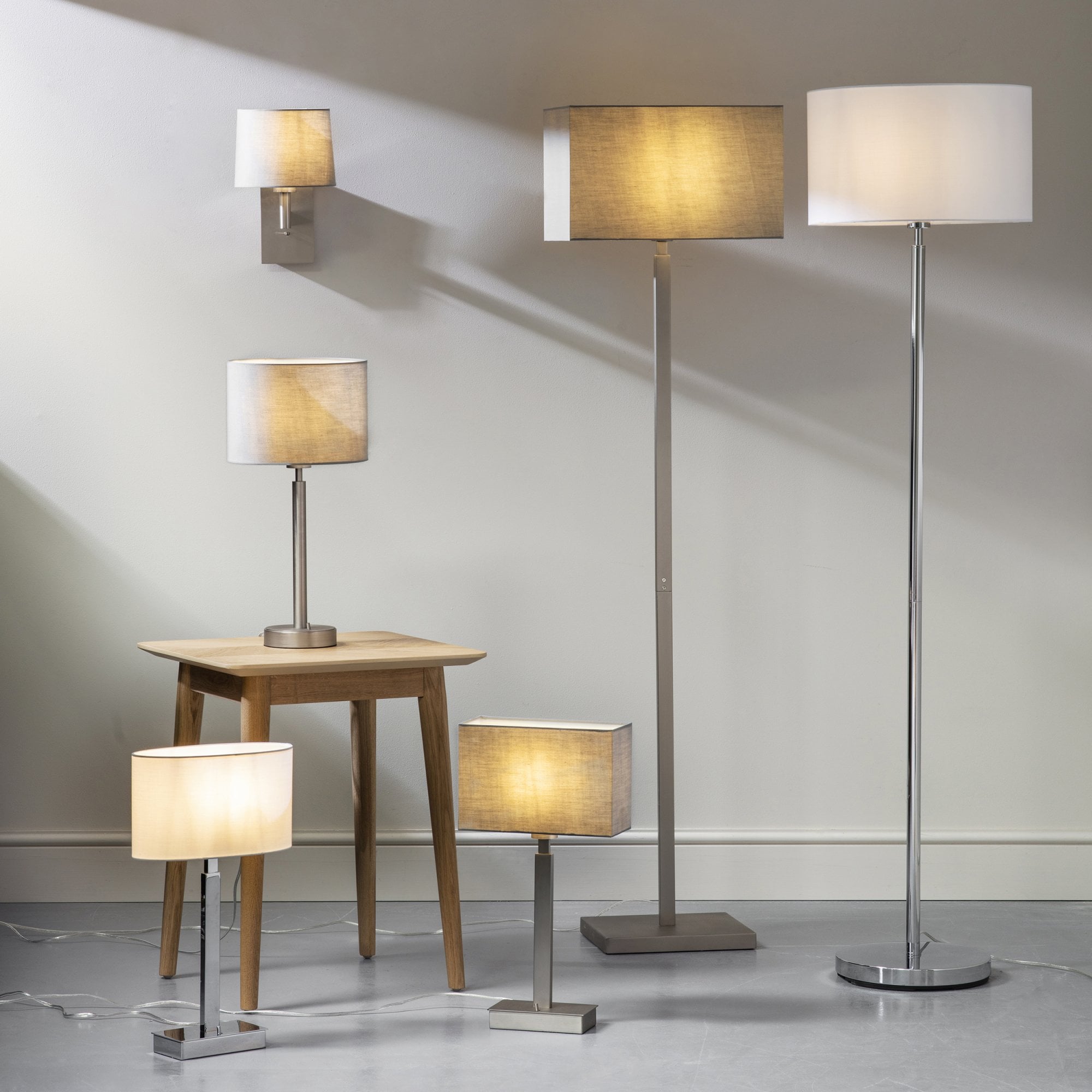 Endon Rectangular 16" Single Light Shade - Grey Fabric - Shade Only