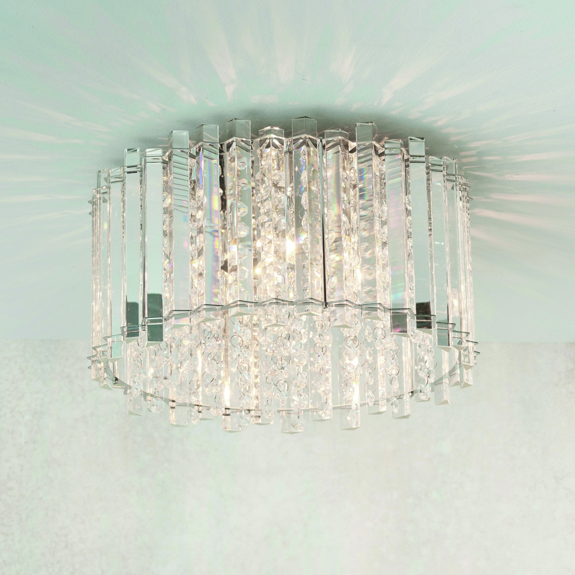 Endon Hanna 4 Light Flush Fitting - Clear Crystal & Chrome Plate