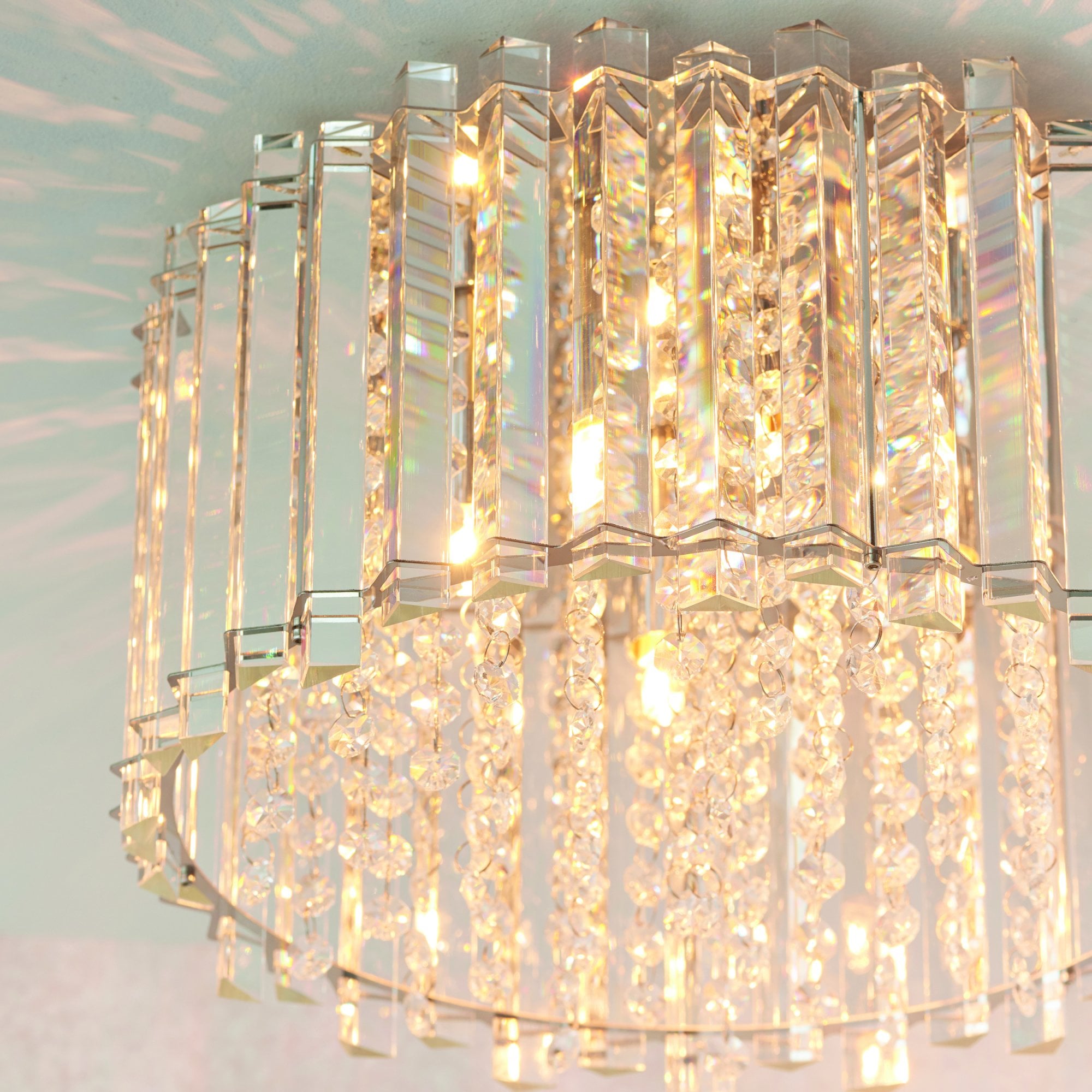 Endon Hanna 4 Light Flush Fitting - Clear Crystal & Chrome Plate