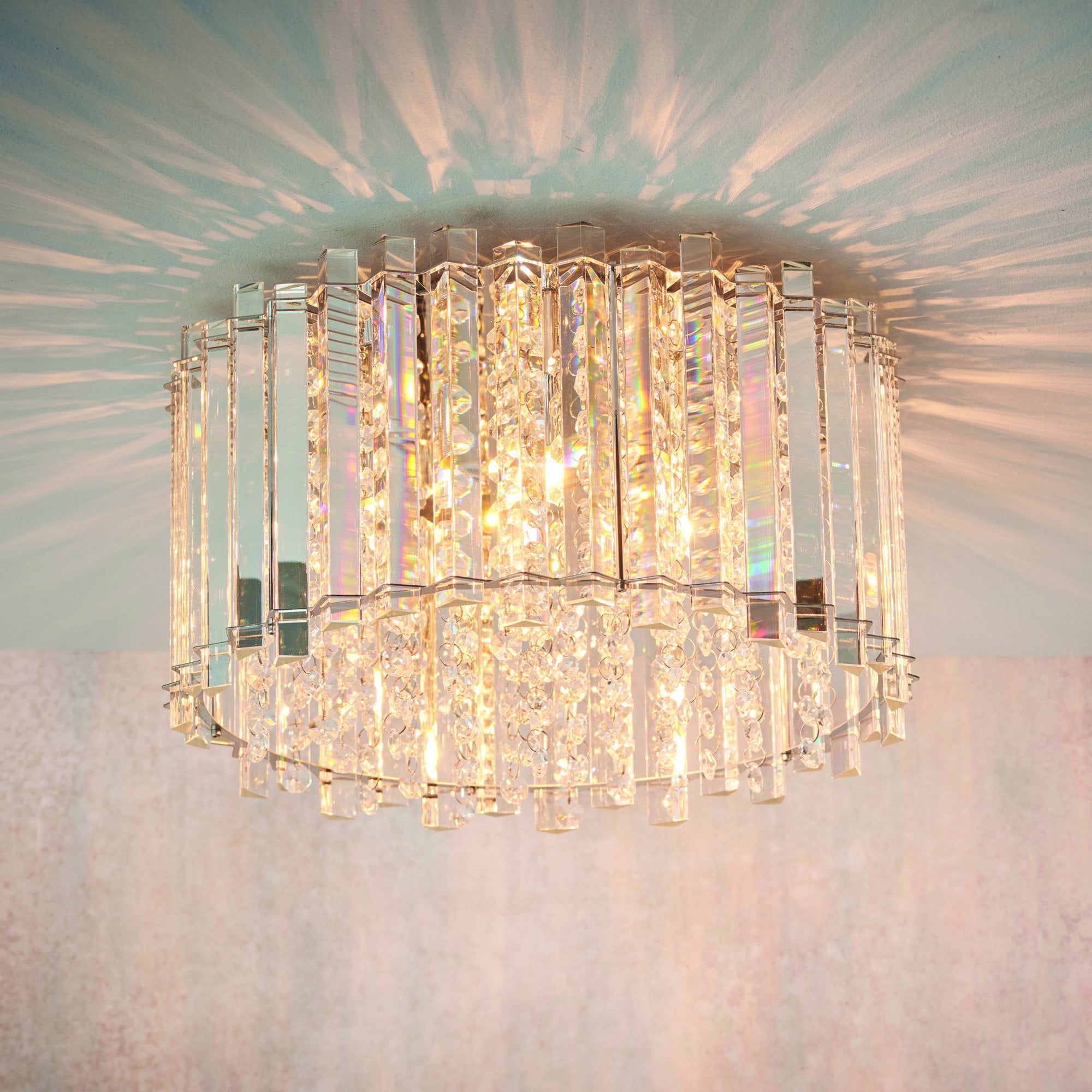 Endon Hanna 4 Light Flush Fitting - Clear Crystal & Chrome Plate