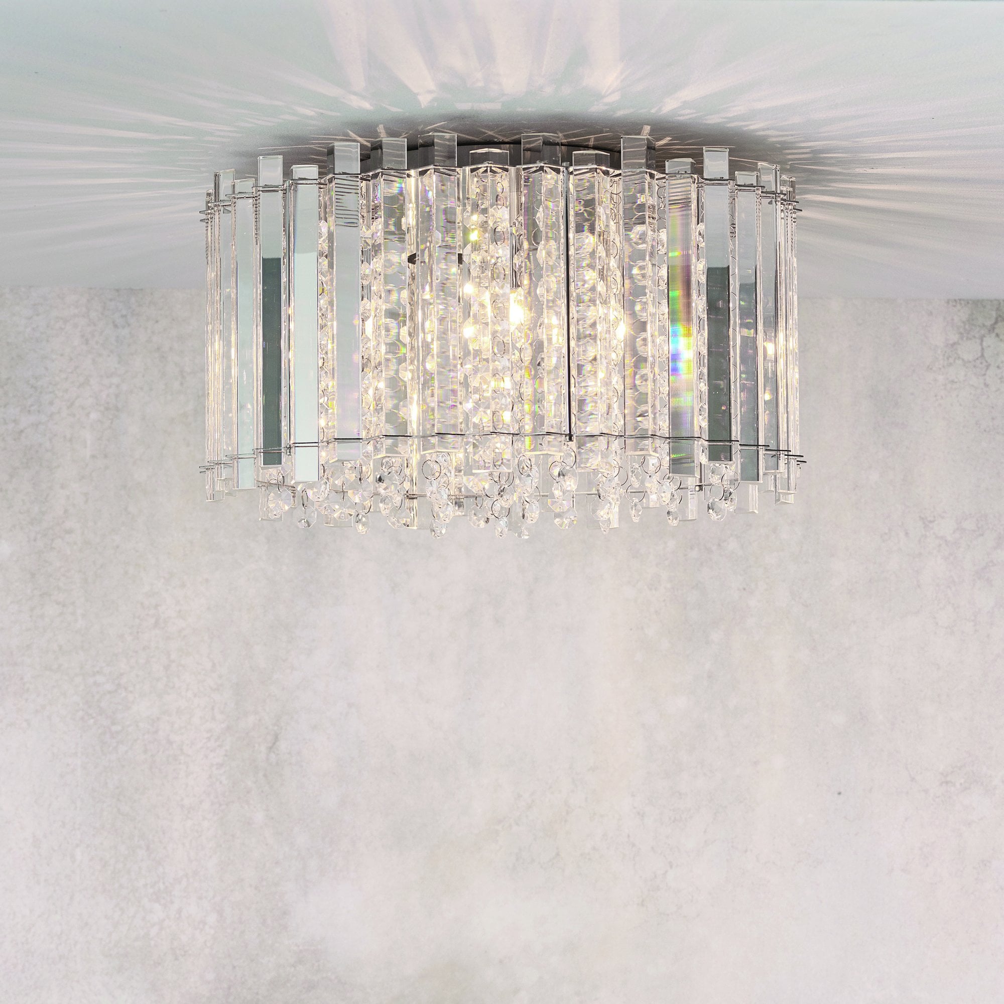 Endon Hanna 4 Light Flush Fitting - Clear Crystal & Chrome Plate