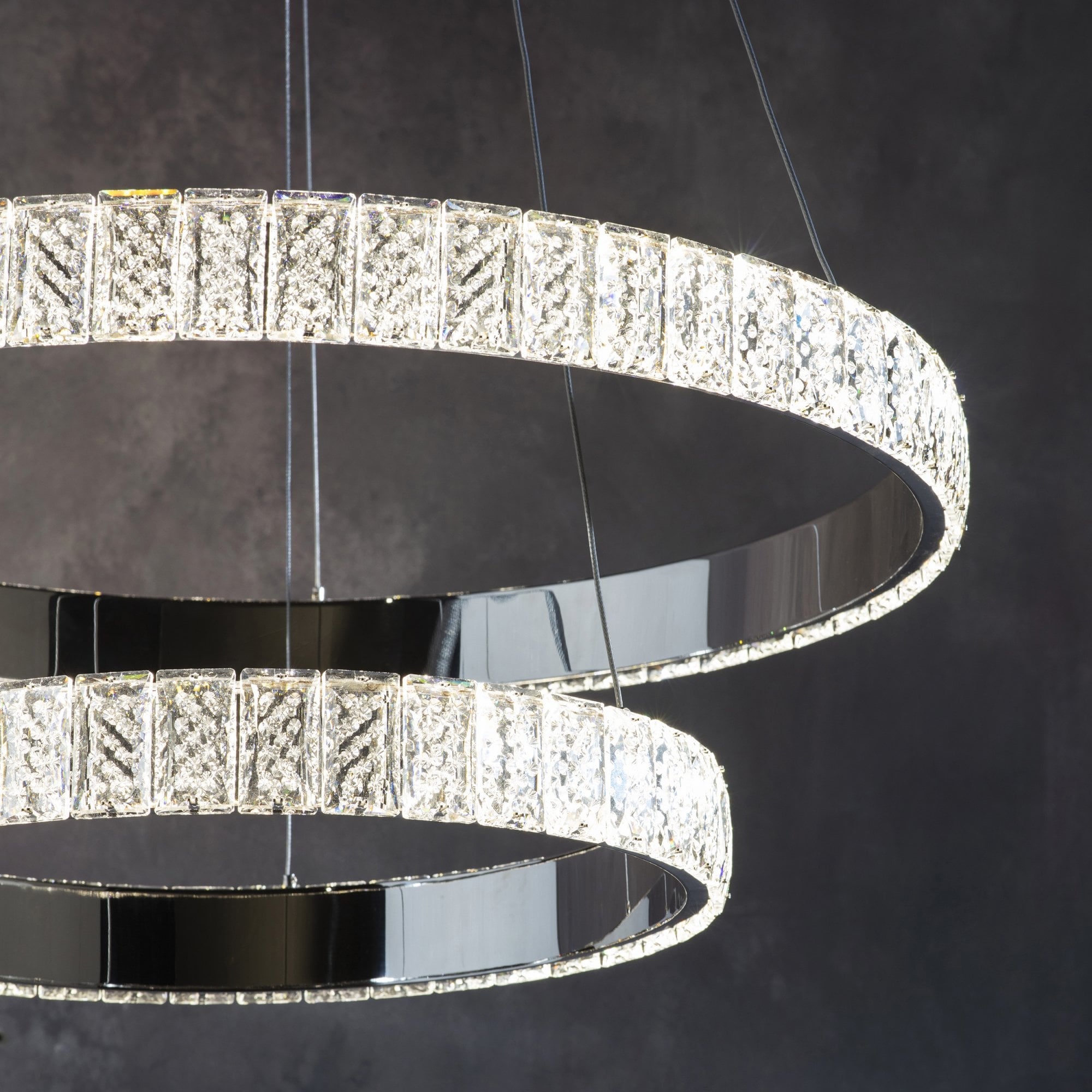 Endon Celeste 2 Light Pendant - Chrome Plate & Clear Crystal