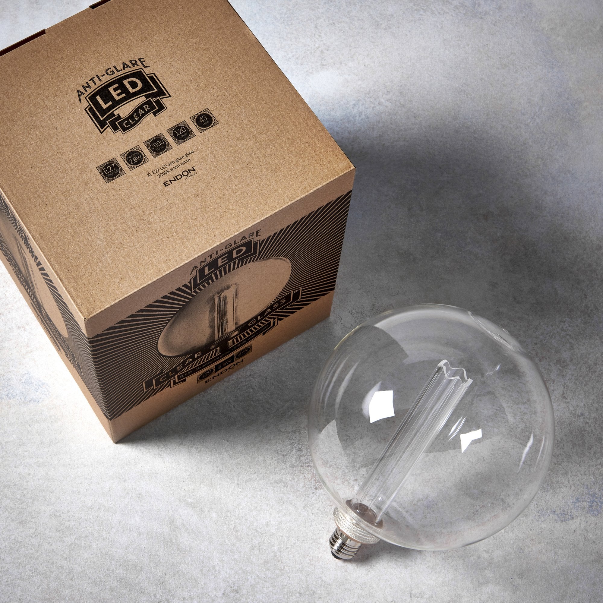 Endon Globe Single E27 LED 2.8W Bulb - 2000K - Non-Dimmable - Clear Glass