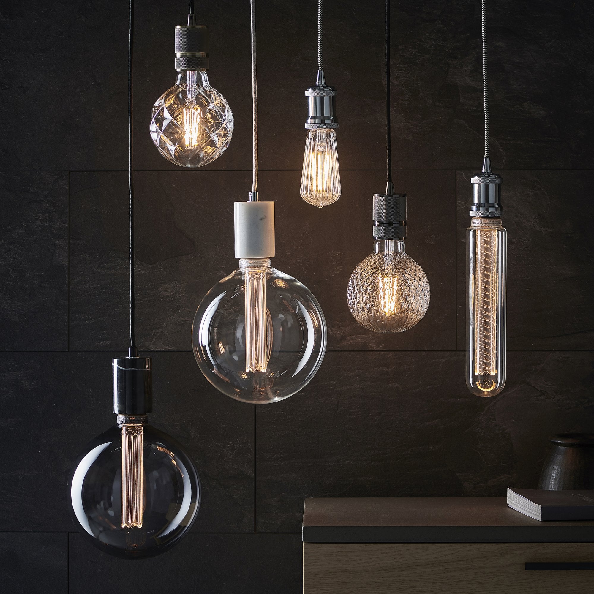 Endon Globe Single E27 LED 2.8W Bulb - 2000K - Non-Dimmable - Smoked Glass