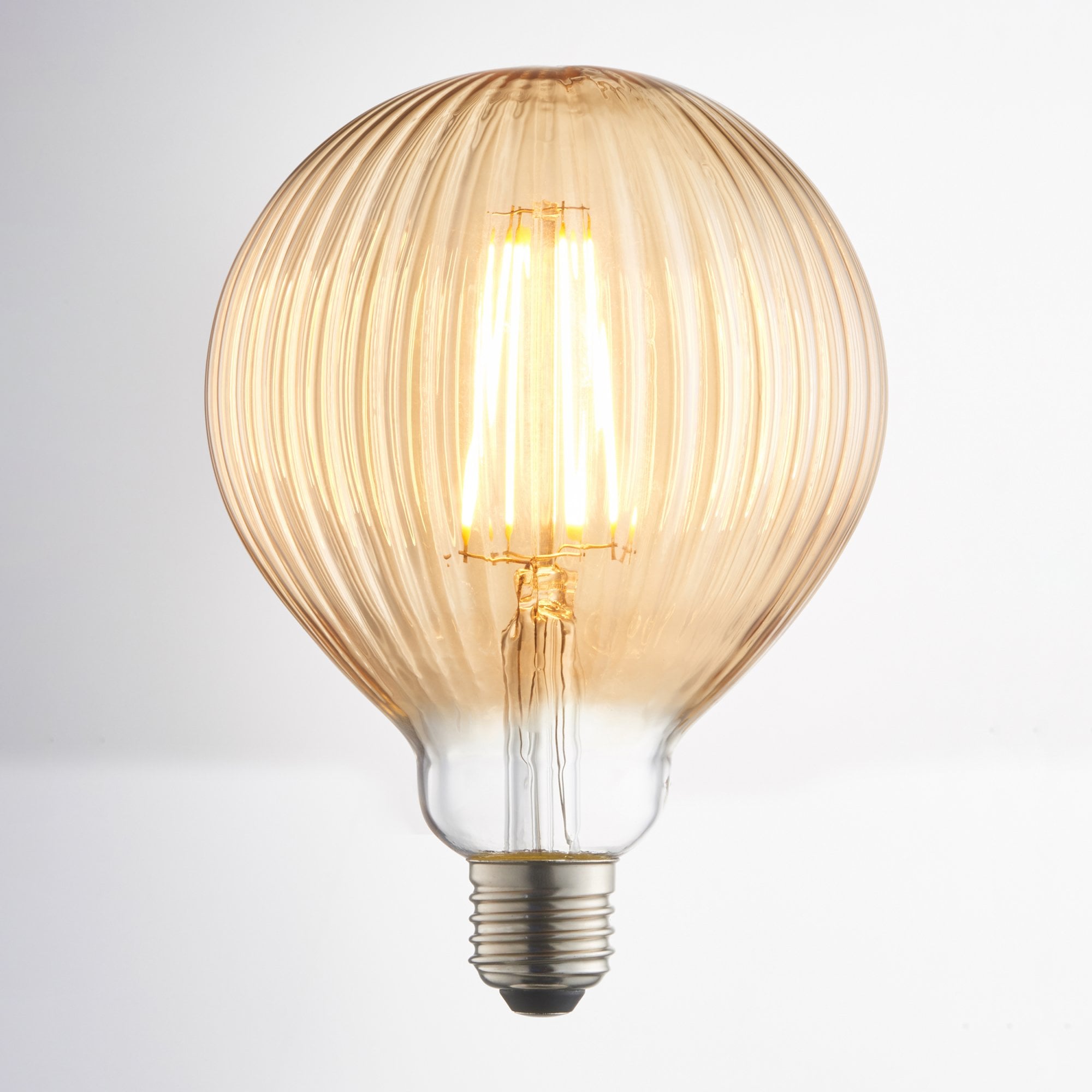 Endon Ribb Single E27 LED 4W Bulb - 2000K - Non-Dimmable - Amber Glass