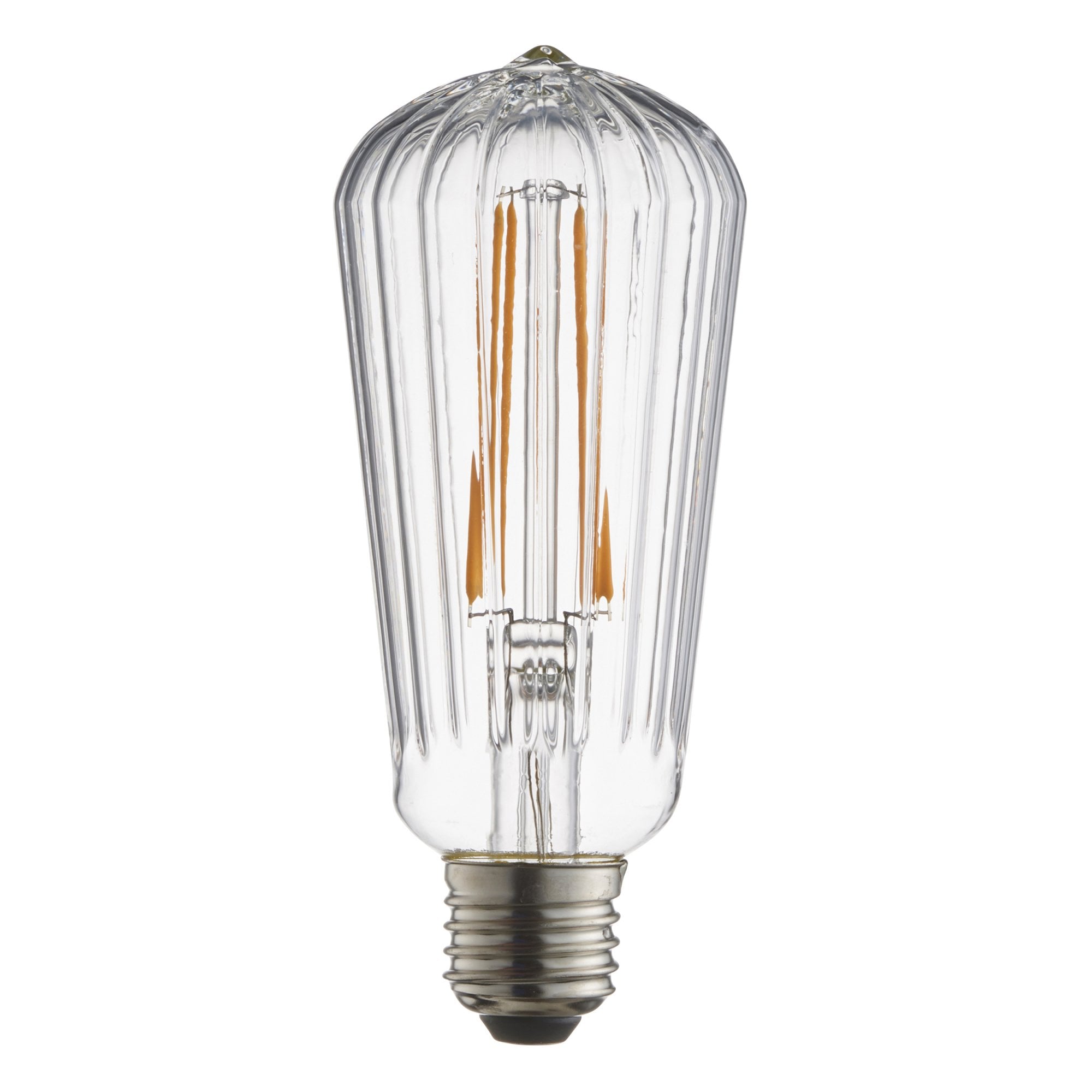 Endon Ribb Pear Single E27 LED 4W Bulb - 2200K - Non-Dimmable - Clear Glass