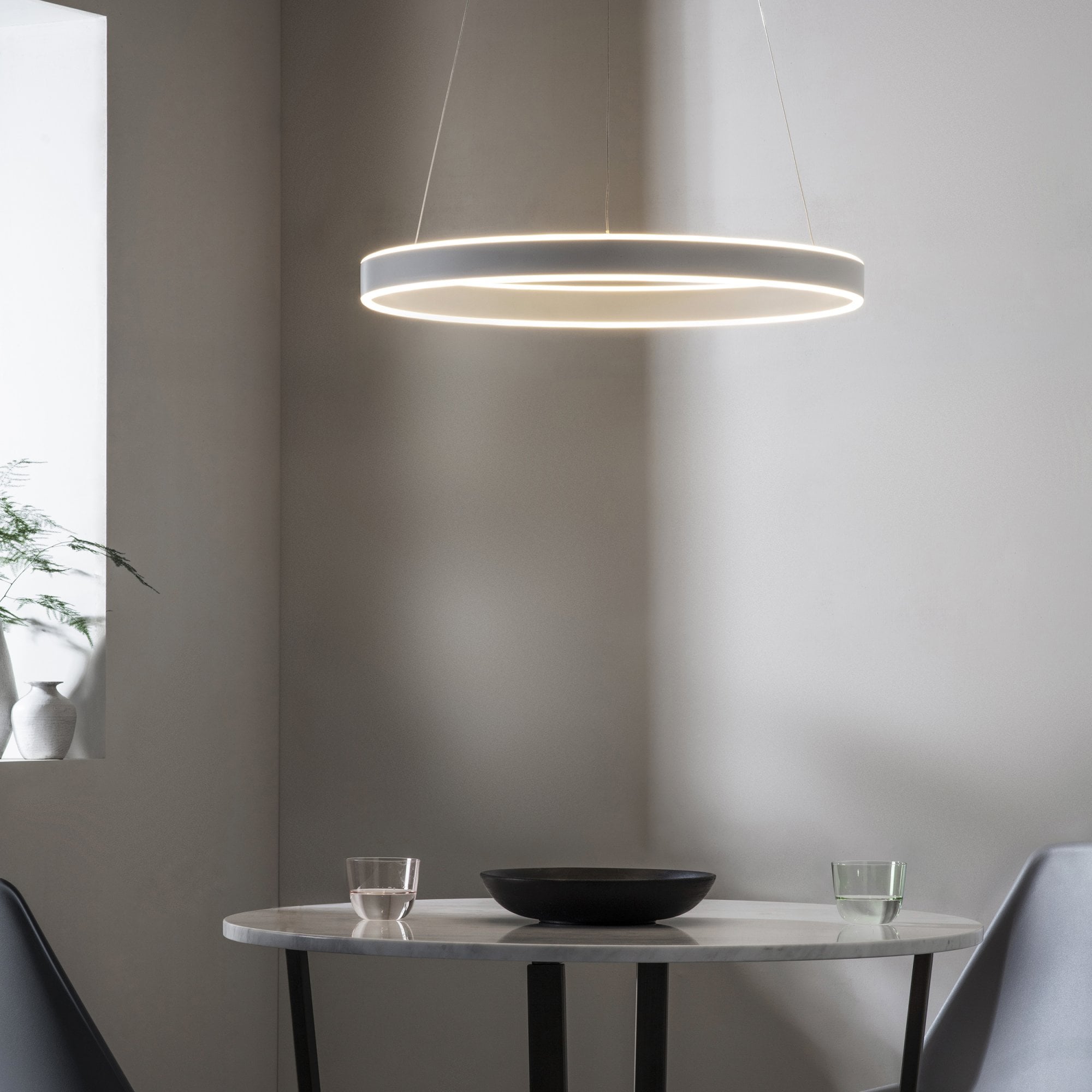 Endon Gen Single Light Pendant - Matt Nickel Plate & Frosted Acrylic