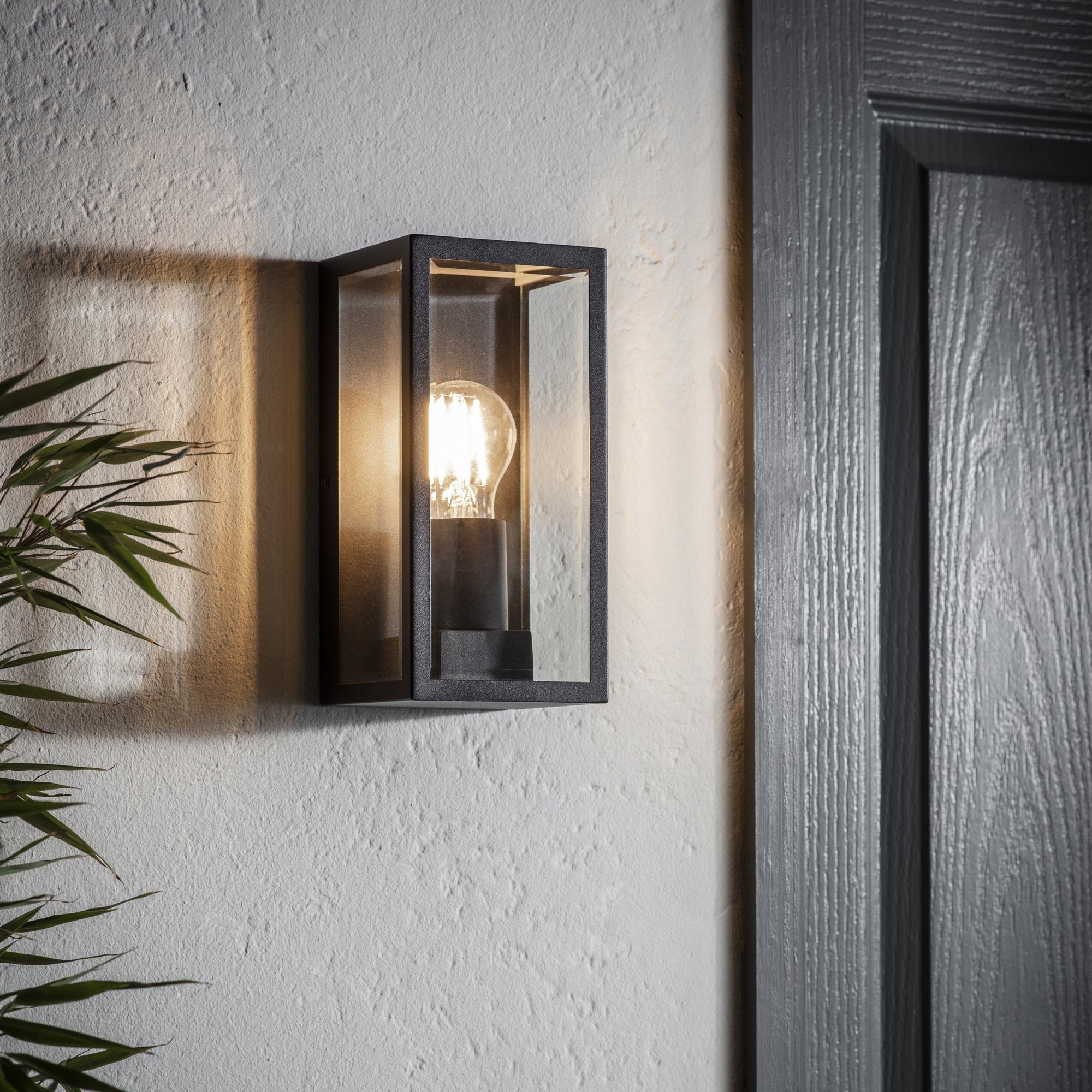 Endon Oxford Single Light Wall Light - Matt Black & Clear Glass