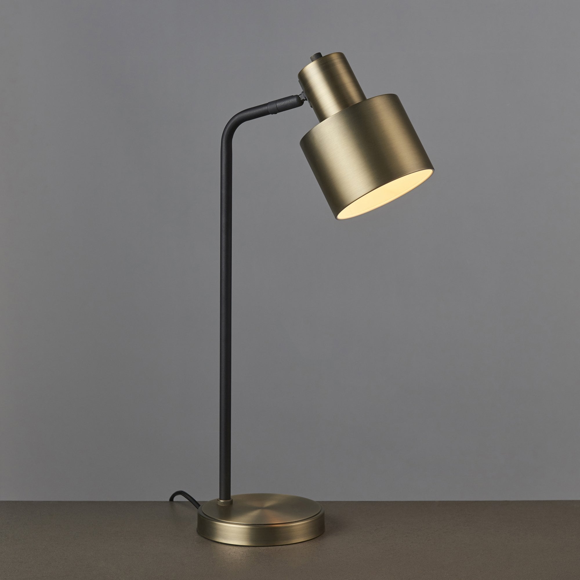 Endon Mayfield Task Single Light Table Lamp - Matt Antique Brass Plate & Matt Black