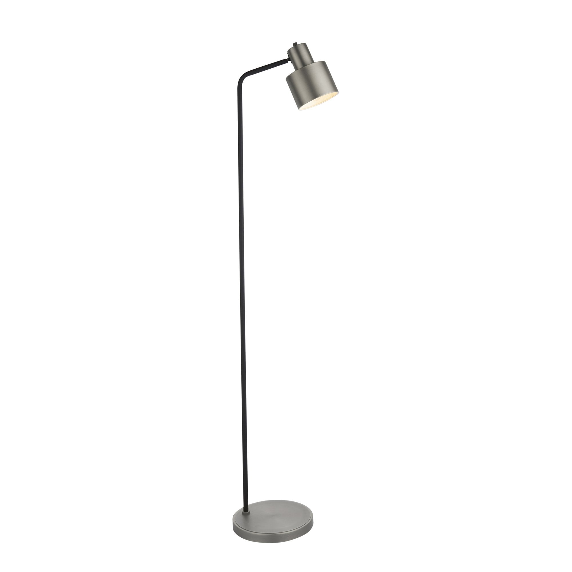 Endon Mayfield Task Single Light Floor Lamp - Brushed Silver Plate Finish & Matt Black