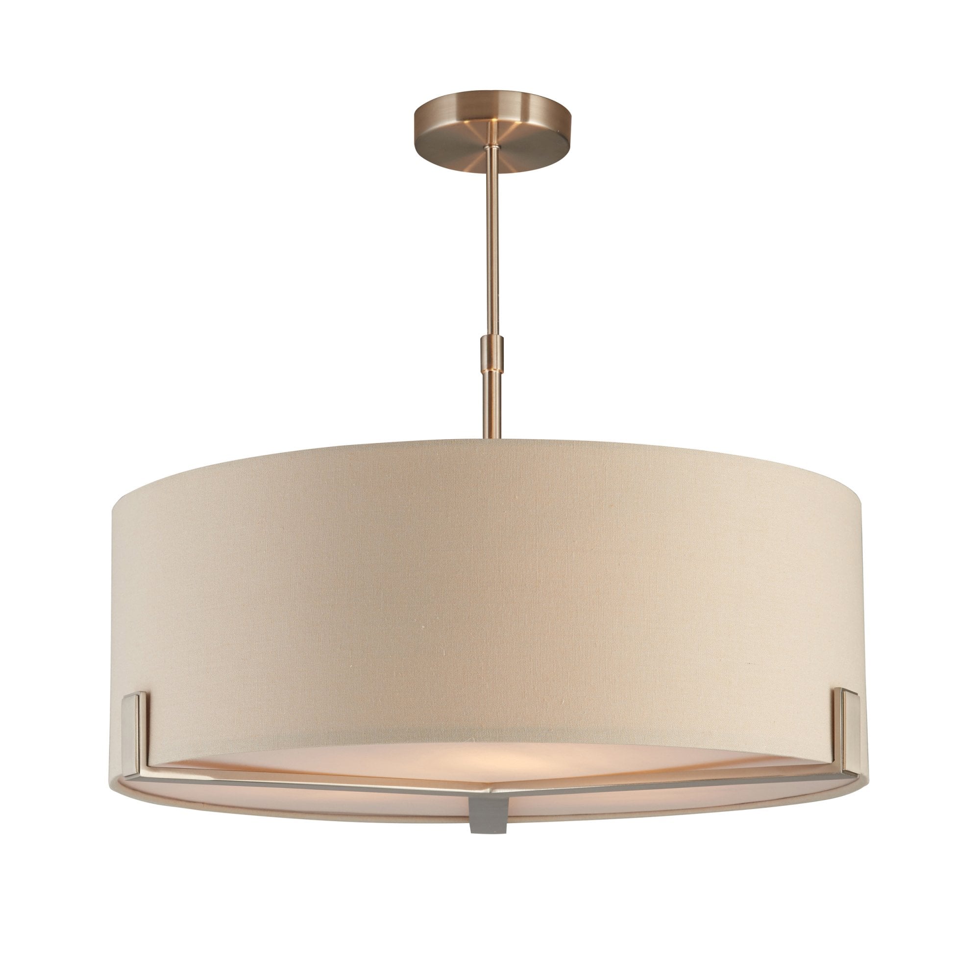 Endon Hayfield 3 Light Pendant - Satin Nickel Plate & Slate Grey & Silver Fabric