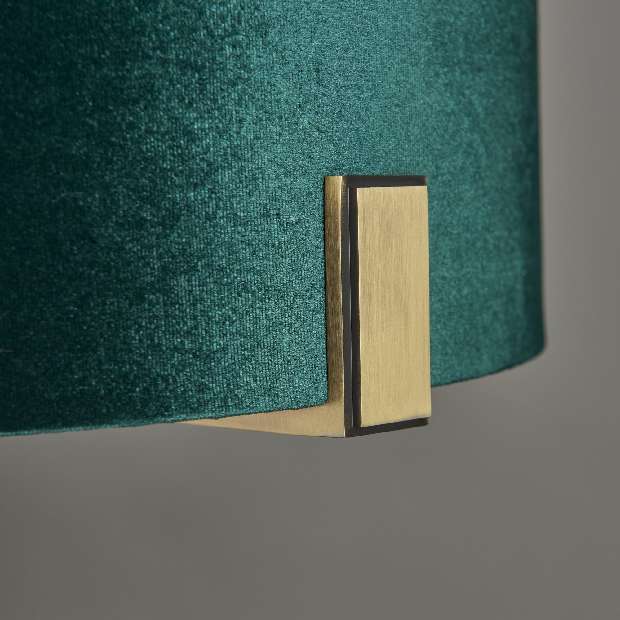 Endon Hayfield Single Light Table Lamp - Matt Antique Brass Plate & Green Velvet