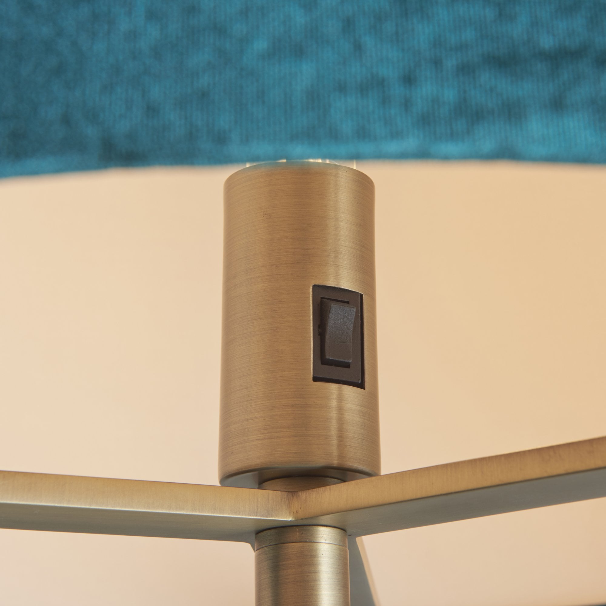 Endon Hayfield Single Light Floor Lamp - Matt Antique Brass Plate & Green Velvet