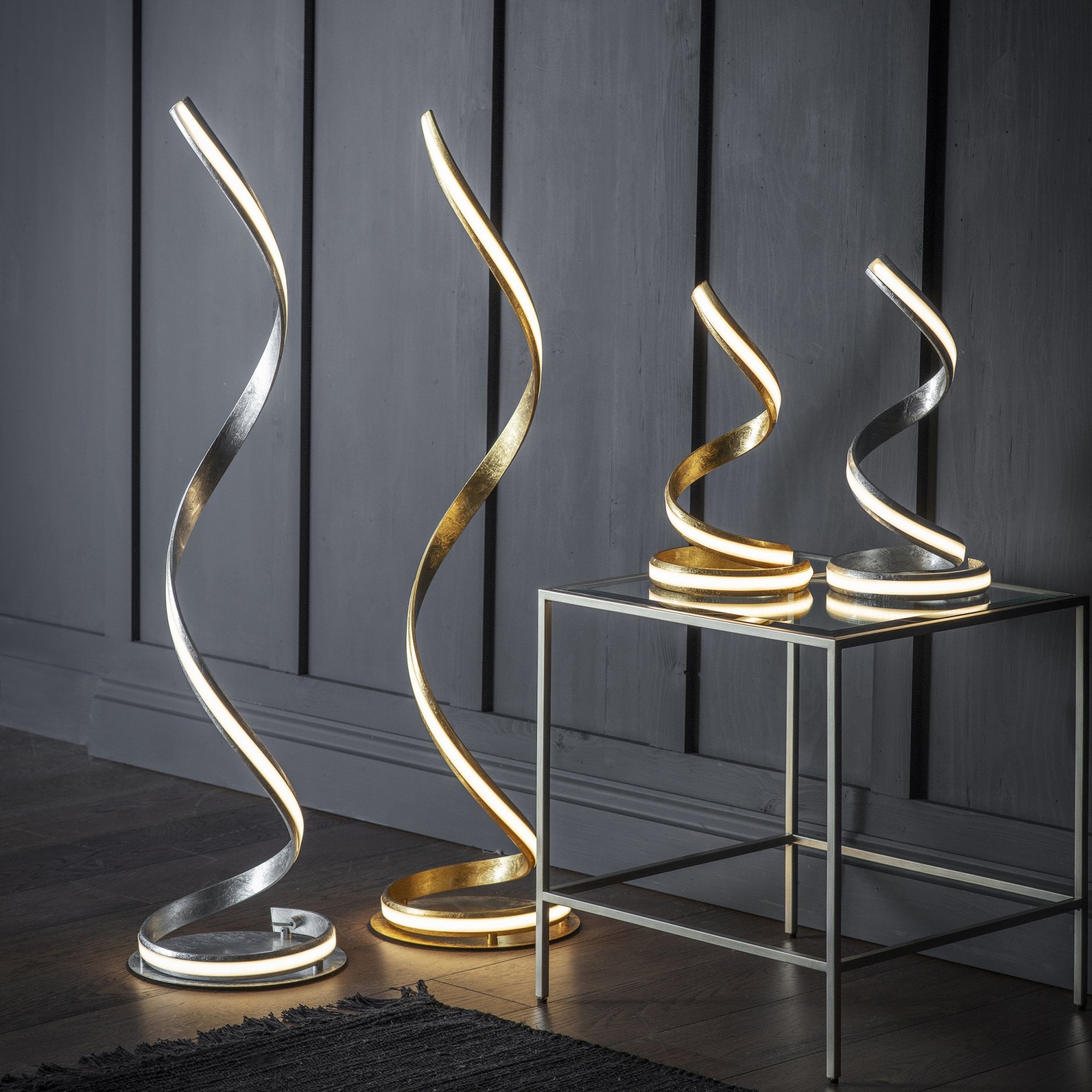 Endon Aria Single Light Floor Lamp - Gold Leaf & White Acrylic