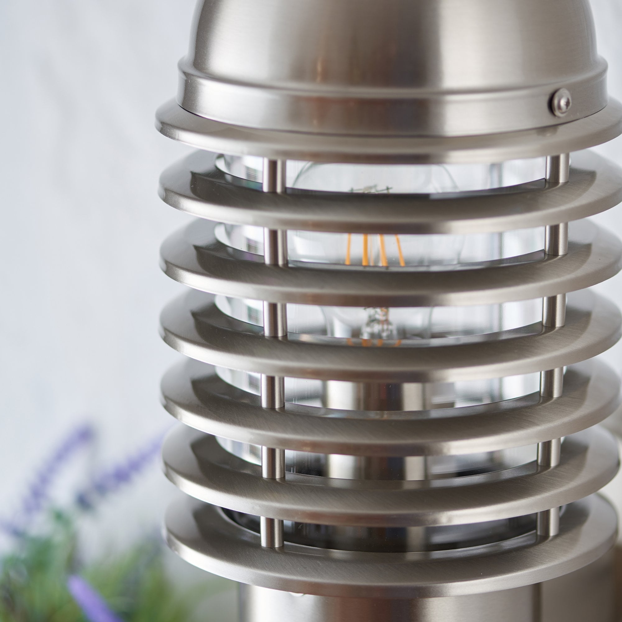 Endon Louvre Pir Single Light Wall Light - Brushed Stainless Steel & Clear Pc