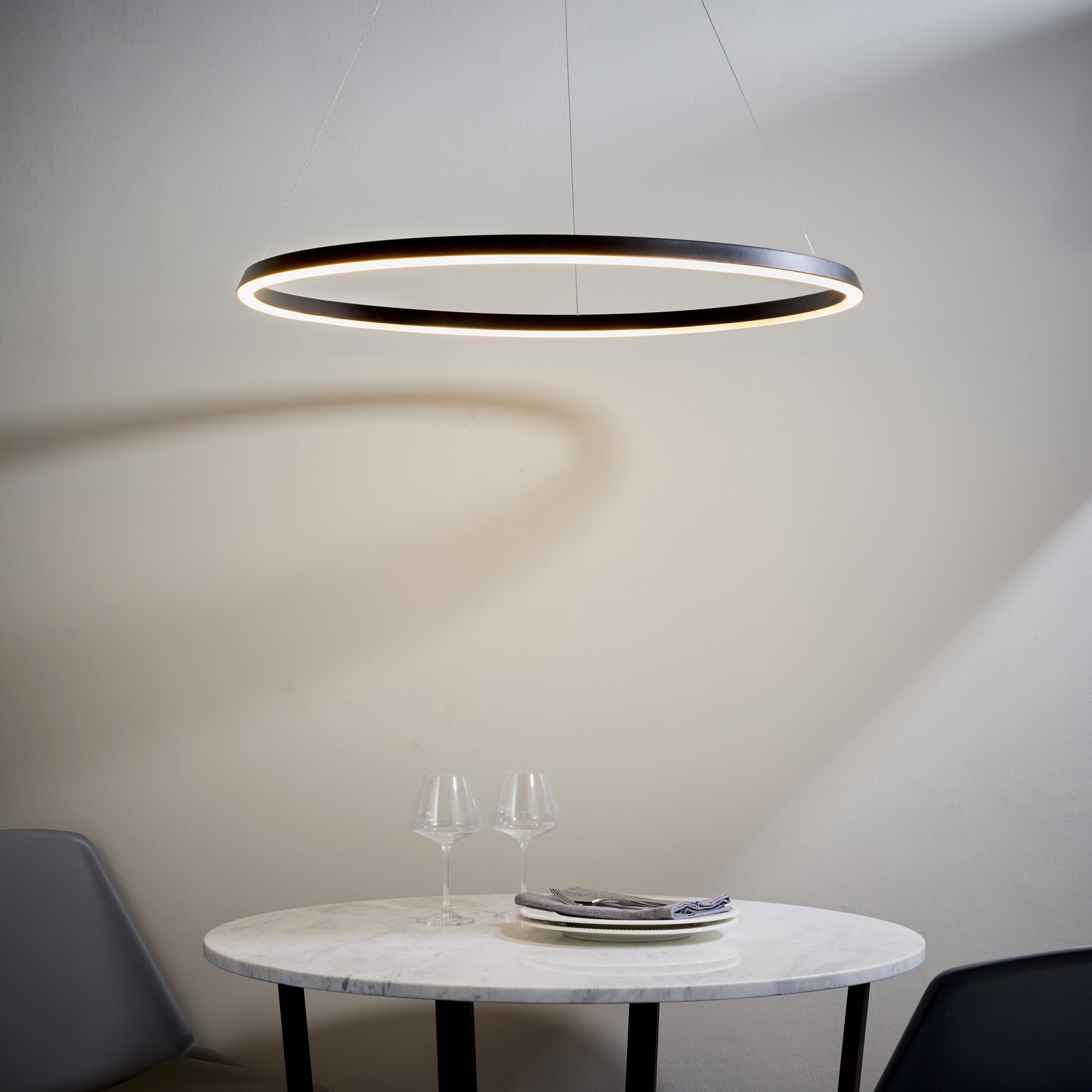 Endon Staten Single Light Pendant - Matt Black & White Silicone