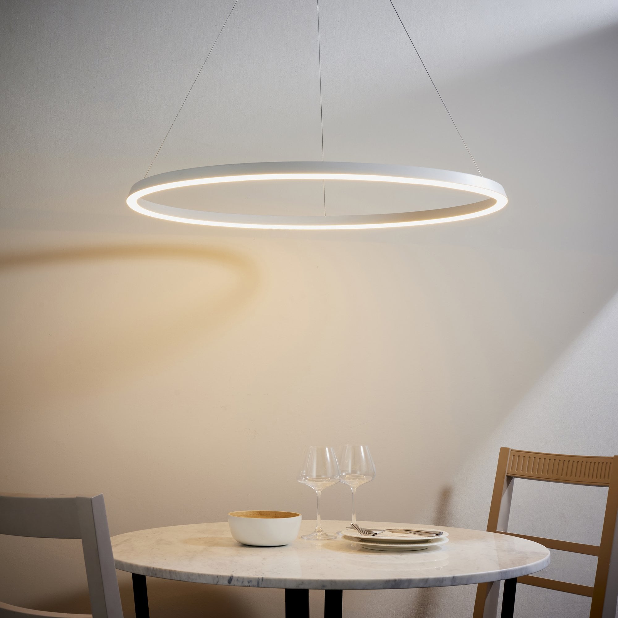 Endon Staten Single Light Pendant - Matt White Paint & White Silicone