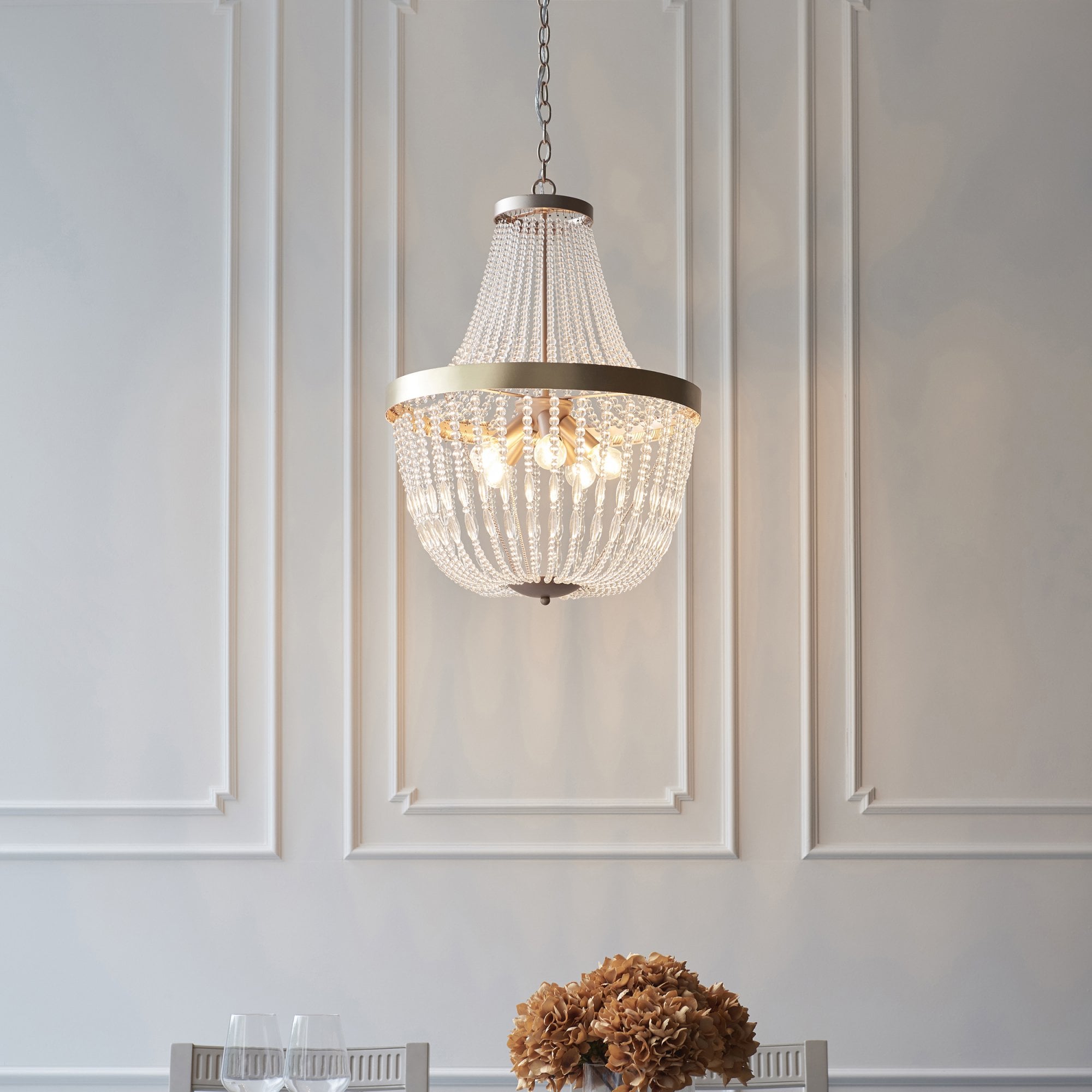 Endon Celine 5 Light Pendant - Rose Gold Paint & Clear Glass