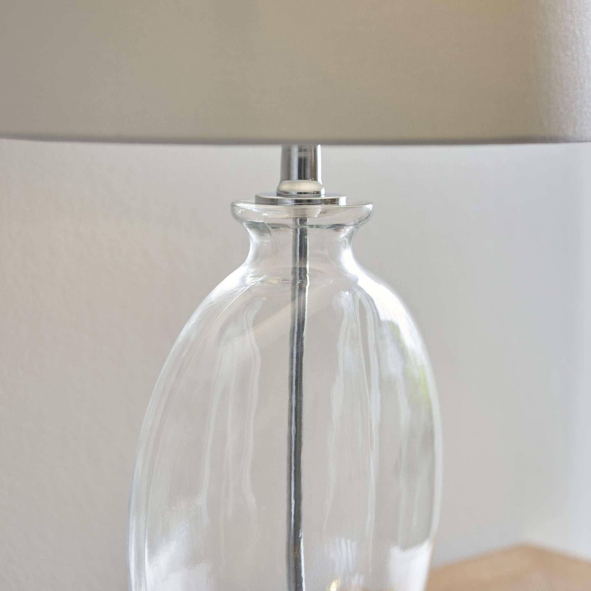 Endon Gideon Single Light Table Lamp - Clear Glass & Nickel Plate