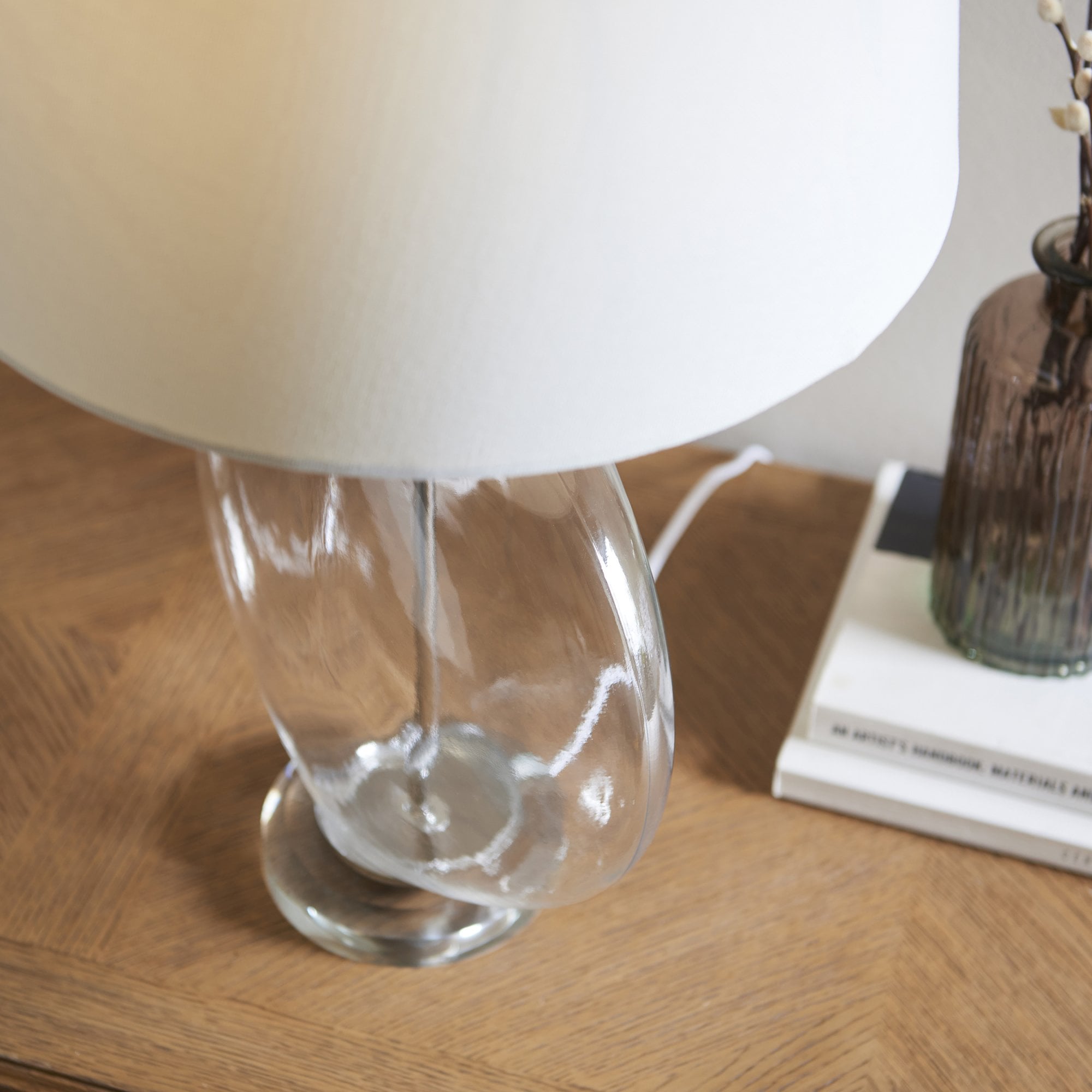 Endon Gideon Single Light Table Lamp - Clear Glass & Nickel Plate