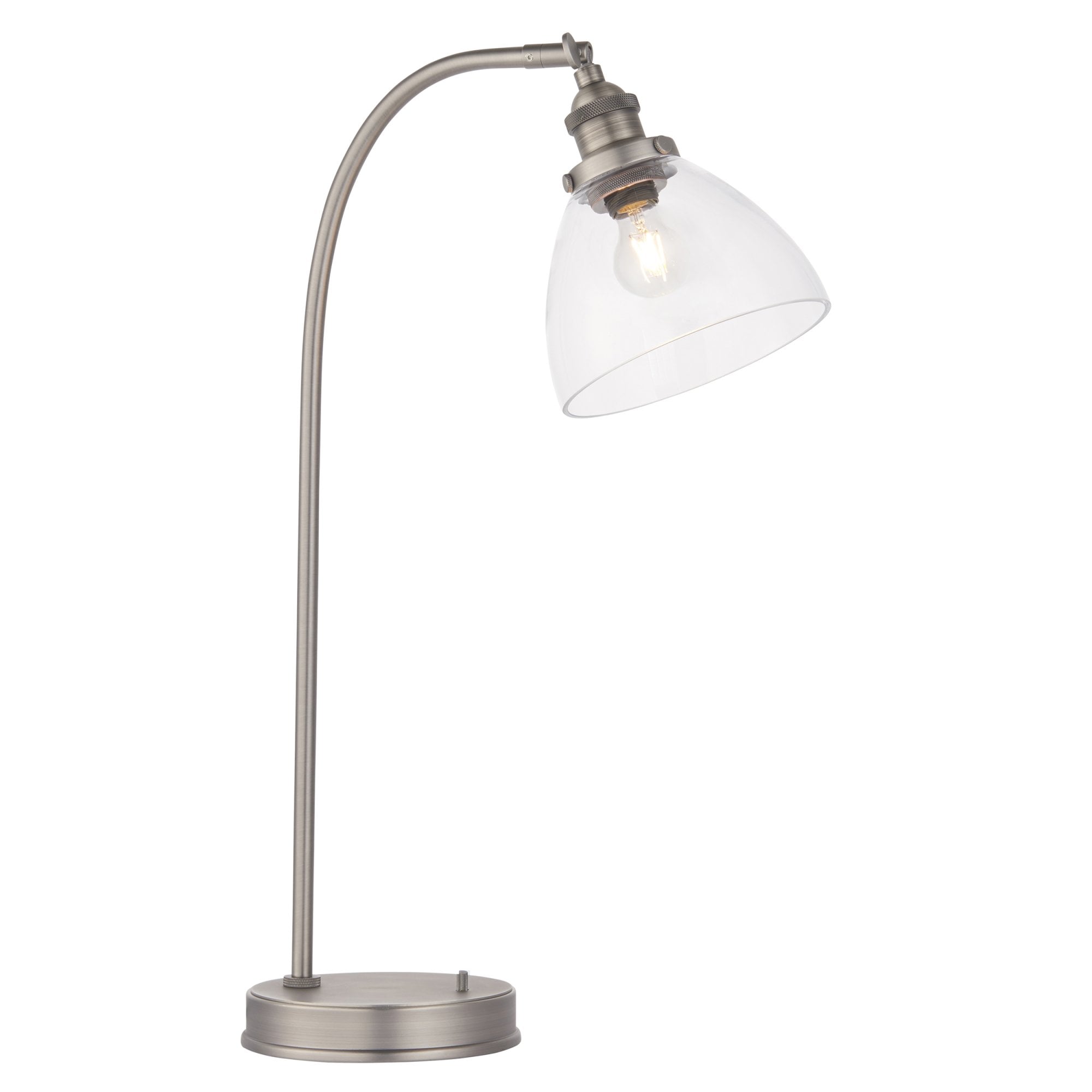 Endon Hansen Single Light Table Lamp - Brushed Silver Paint & Clear Glass