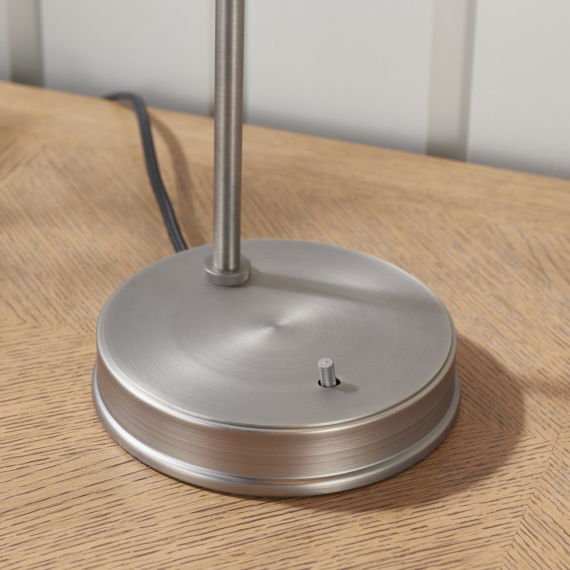 Endon Hansen Single Light Table Lamp - Brushed Silver Paint & Clear Glass