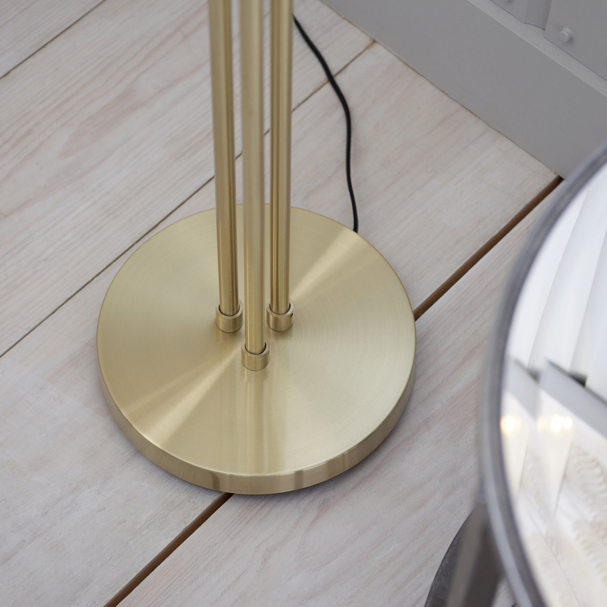 Endon Dimple 3 Light Floor Lamp - Satin Brass Plate & Champagne Lustre Glass
