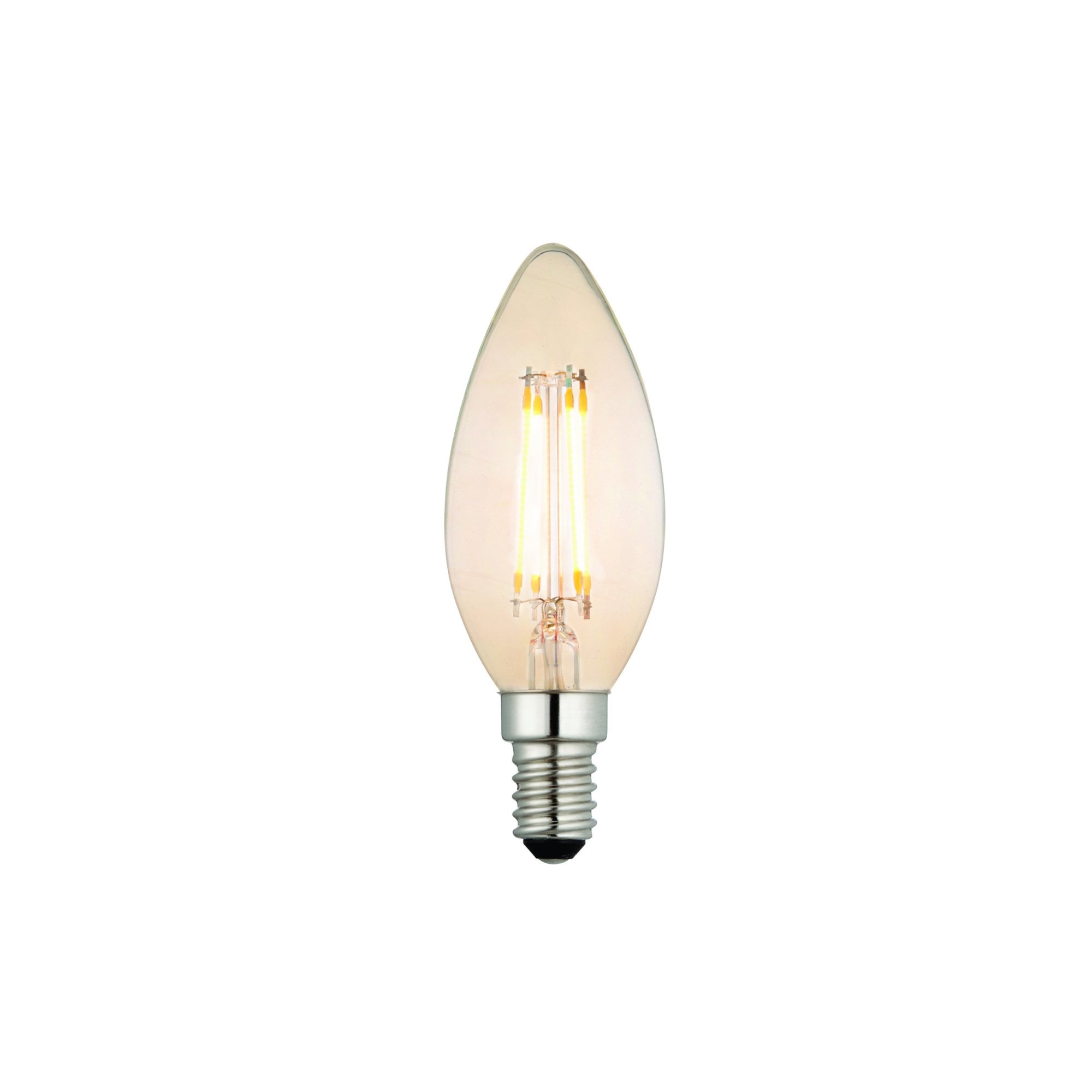 Endon E14 LED 4W Candle Bulb - 2500K - Dimmable - Amber Glass