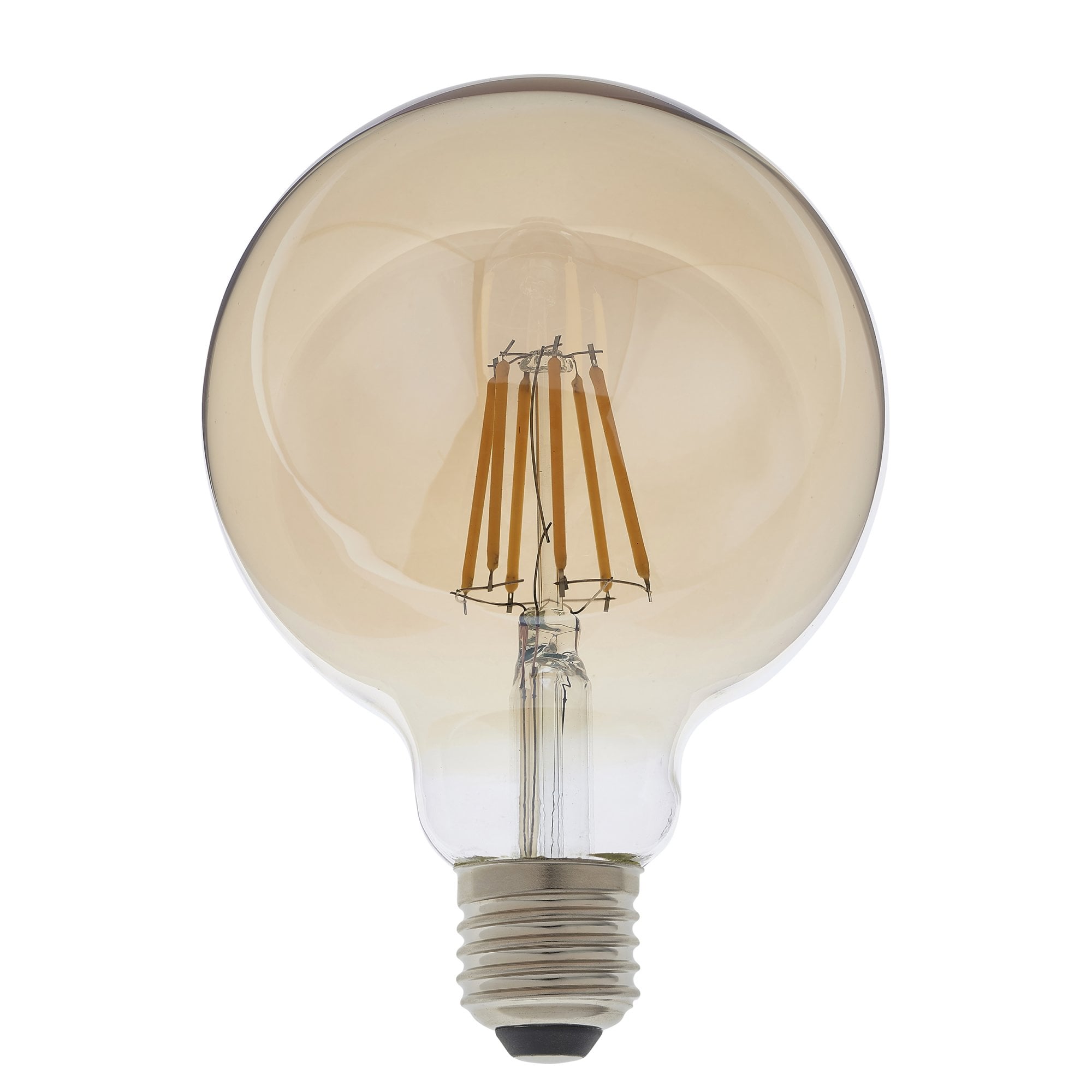 Endon E27 LED 6W 95mm Globe Bulb - 2500K - Dimmable - Amber Glass