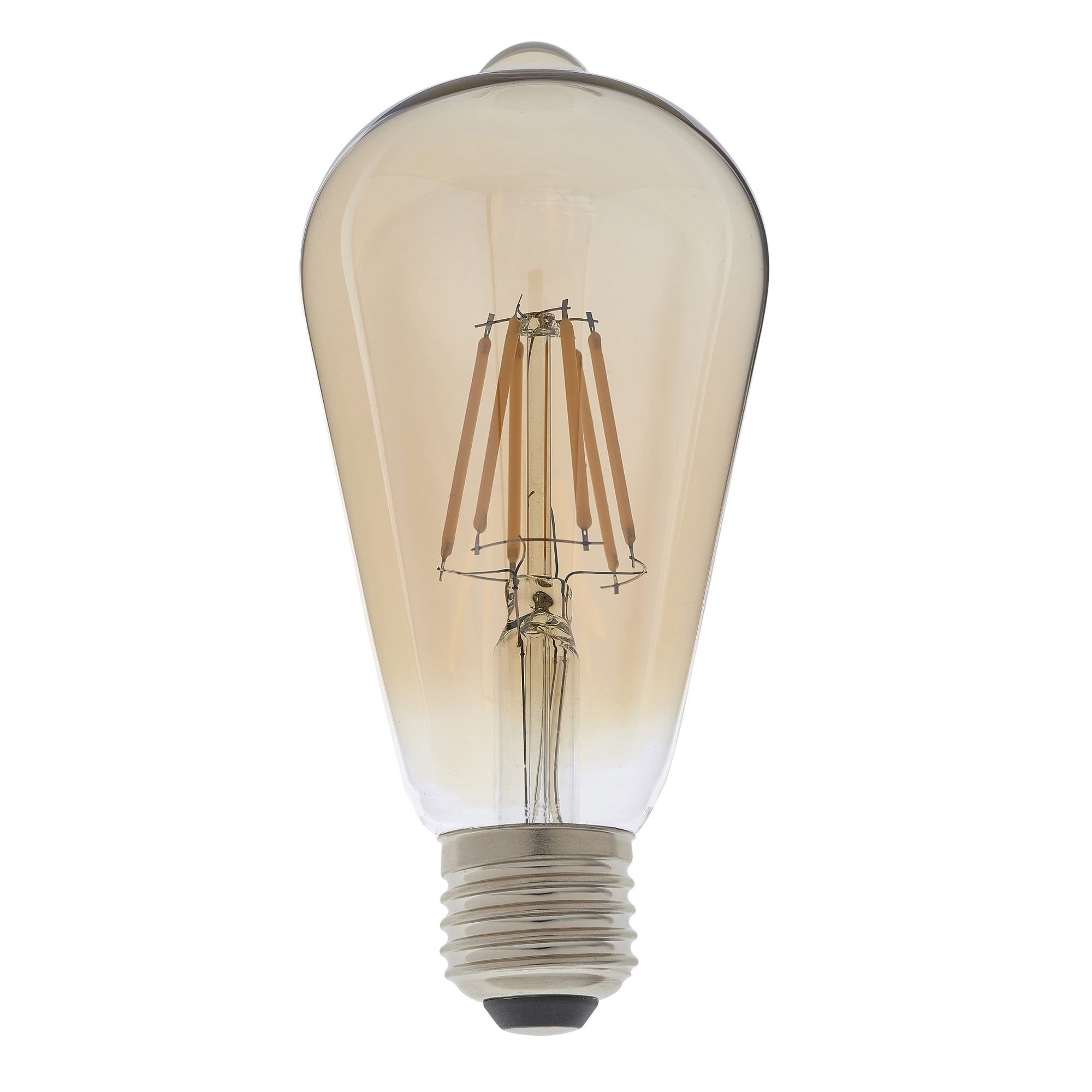 Endon E27 LED 6W Pear Shaped Bulb - 2500K - Dimmable - Amber Glass
