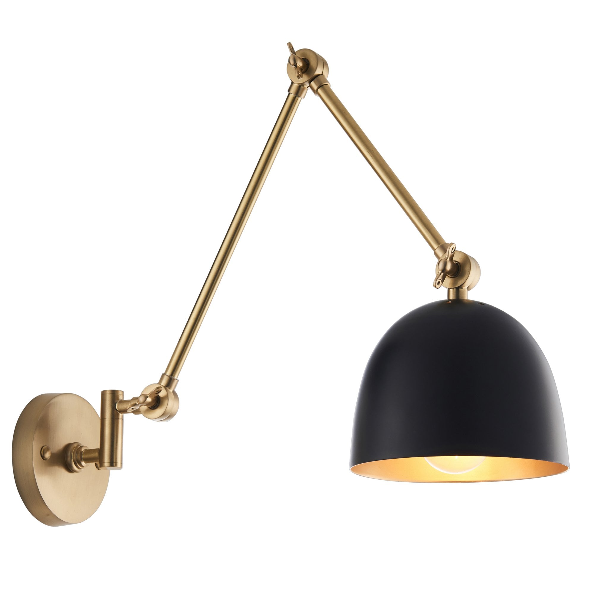 Endon Lehal Single Light Wall Light - Antique Solid Brass & Matt Black